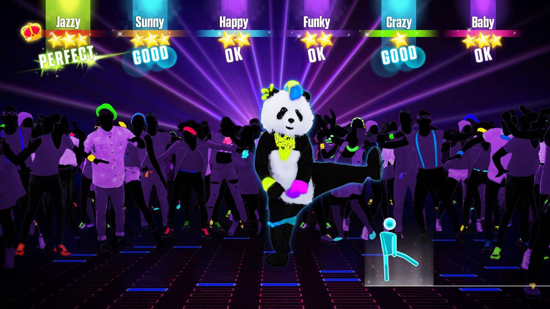 Just Dance 2016, dancing panda, glowing dance floor, Full HD Desktop Wallpaper