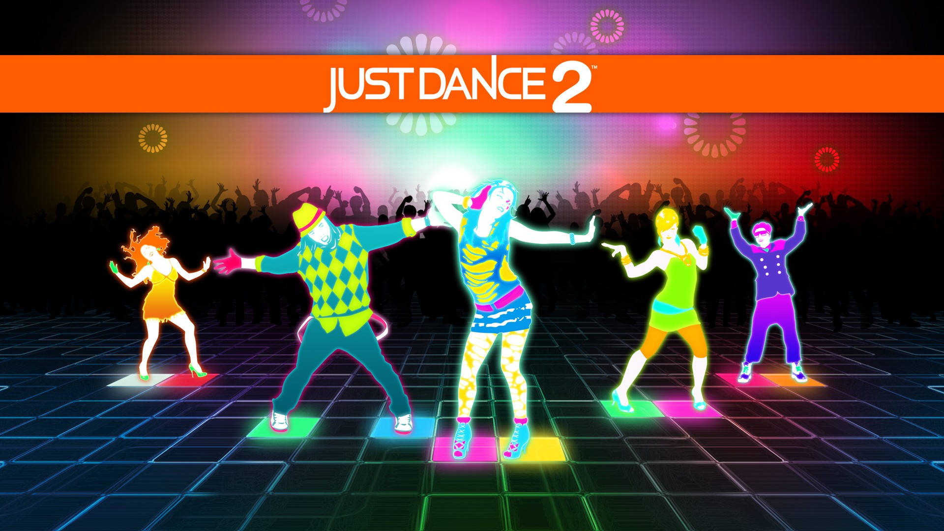 Just Dance 2, disco dancers, neon, Full HD Desktop Wallpaper