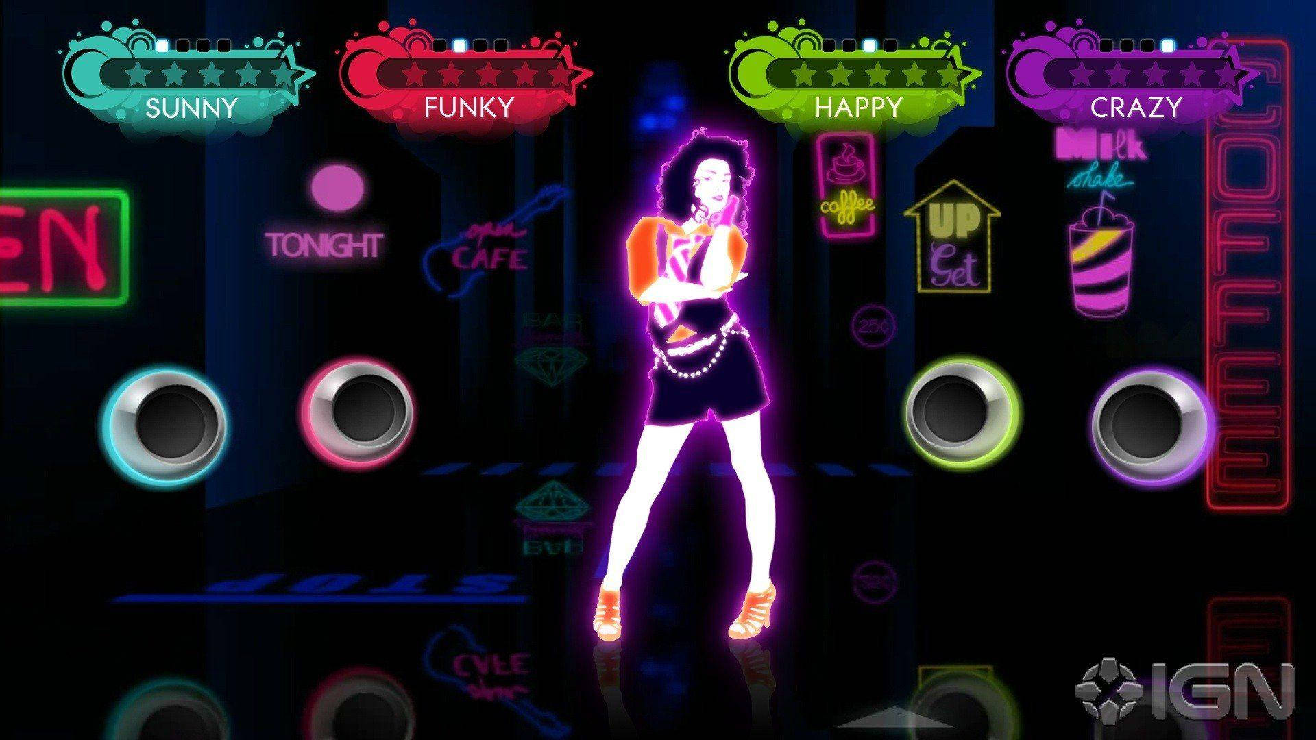 Just Dance 3, neon signs, glowing neon dancer, Full HD Desktop Wallpaper