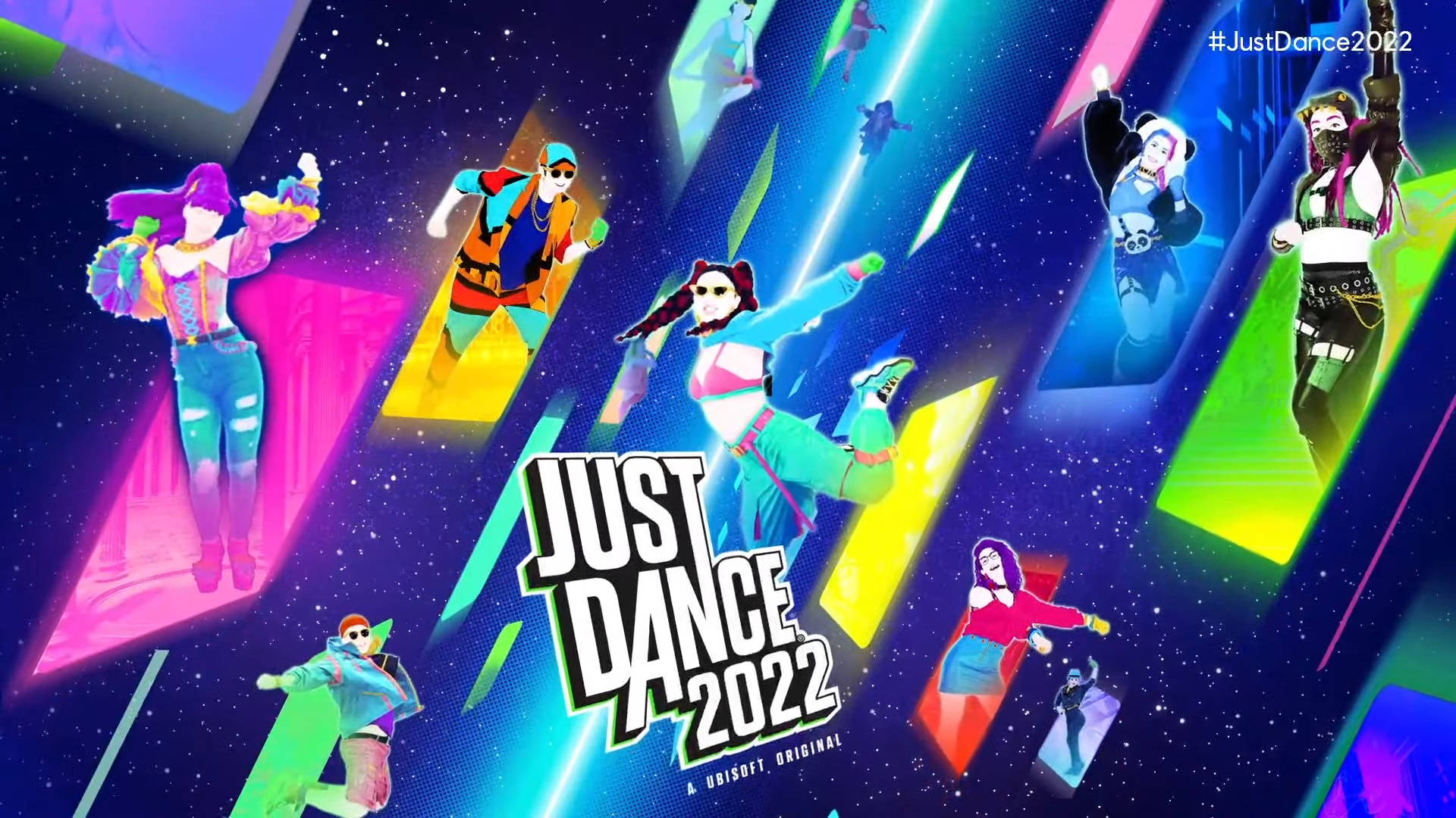 Just Dance 2022, neon dancers, glowing geometric planes, Full HD Desktop Wallpaper