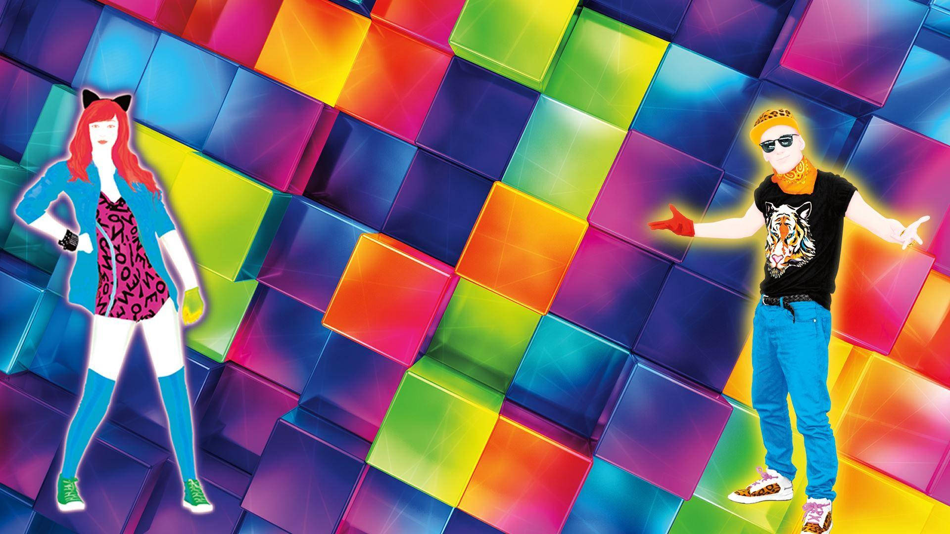 Just Dance, colorful blocks, glowing multicolored cubes, Full HD Desktop Wallpaper