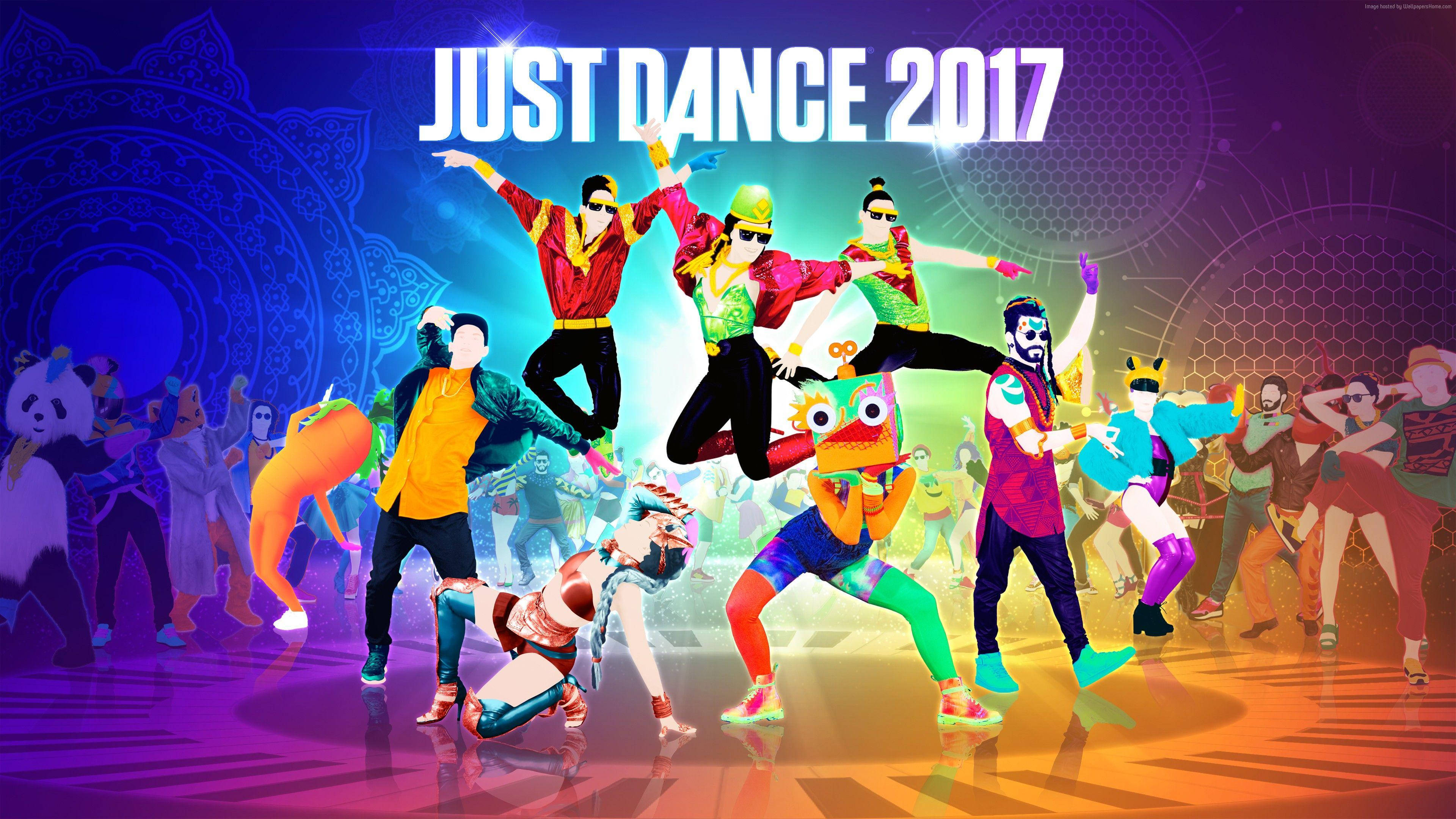 Just Dance 2017, piano floor, glowing neon stage, 4K Desktop Wallpaper