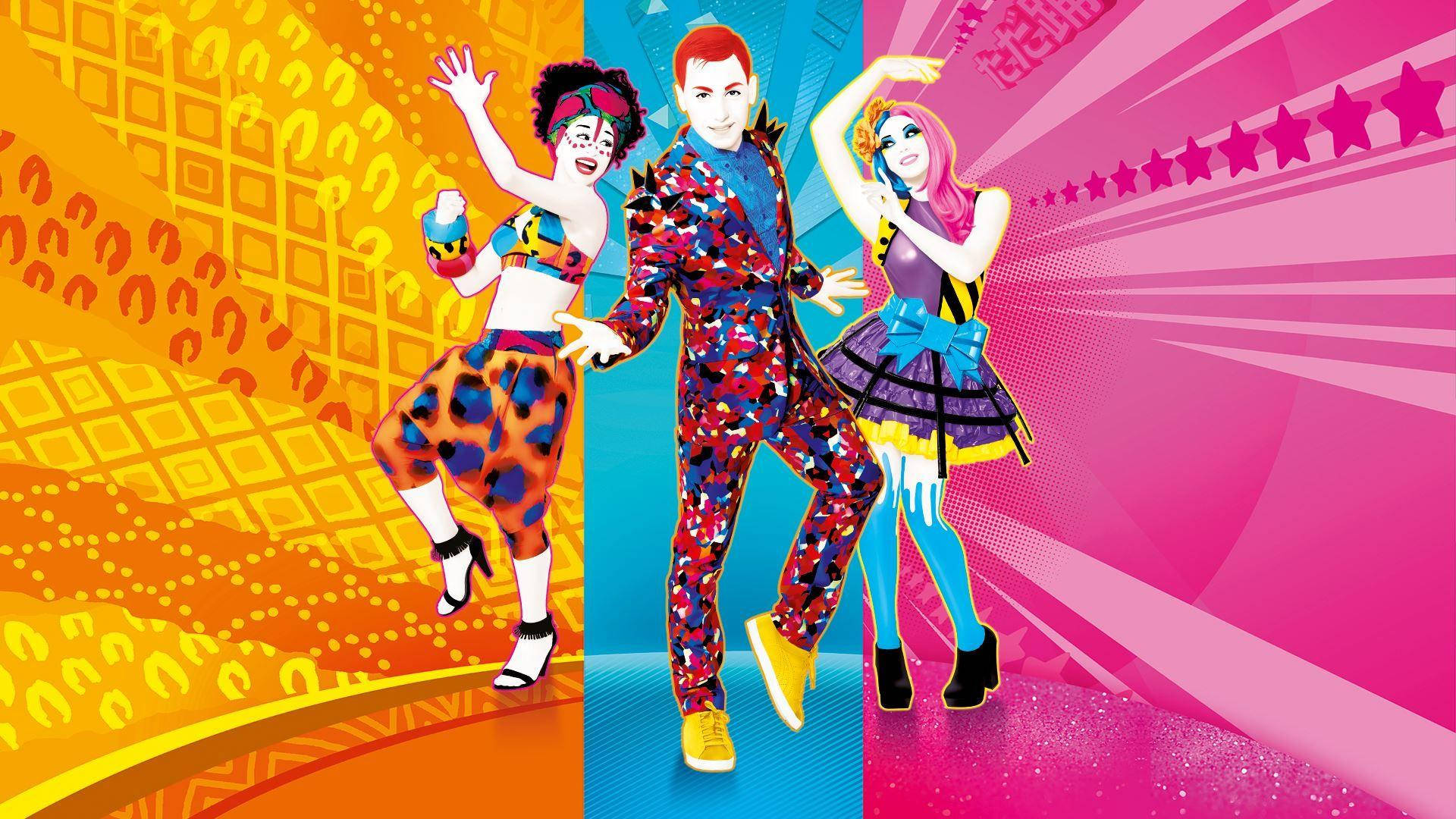 Just Dance, three dancers, wacky outfits, Full HD Desktop Wallpaper