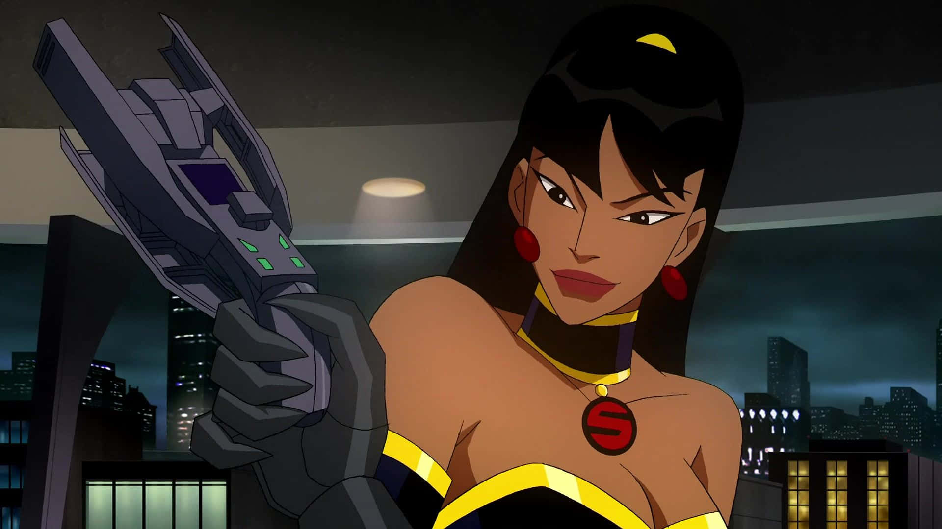 Justice League Crisis On Two Earths, anime superheroine, black and yellow suit, Full HD Desktop Wallpaper
