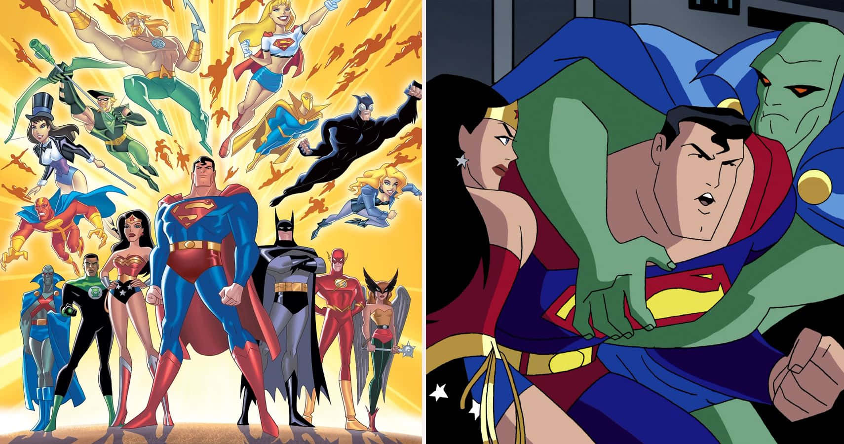 Justice League Unlimited, comic book heroes, animated panels, HD Desktop Wallpaper
