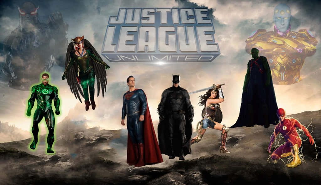 Justice League Unlimited, superheroes, stormy cliff, SD Desktop Wallpaper