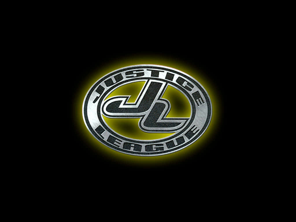 Justice League Unlimited, glowing metallic Justice League logo, yellow aura, SD Desktop Wallpaper