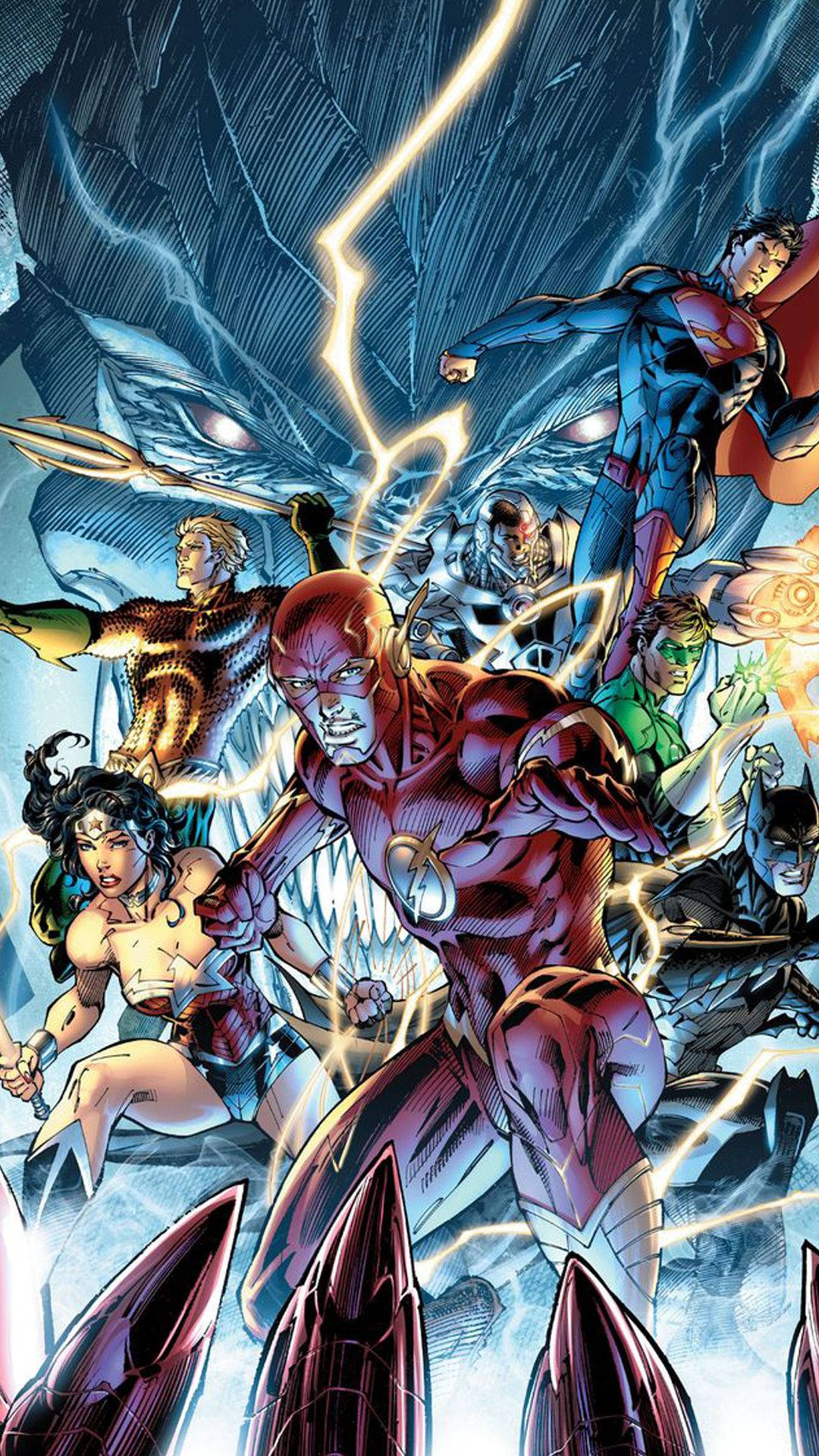 Justice League, comic book scene, superheroes, Full HD Phone Wallpaper