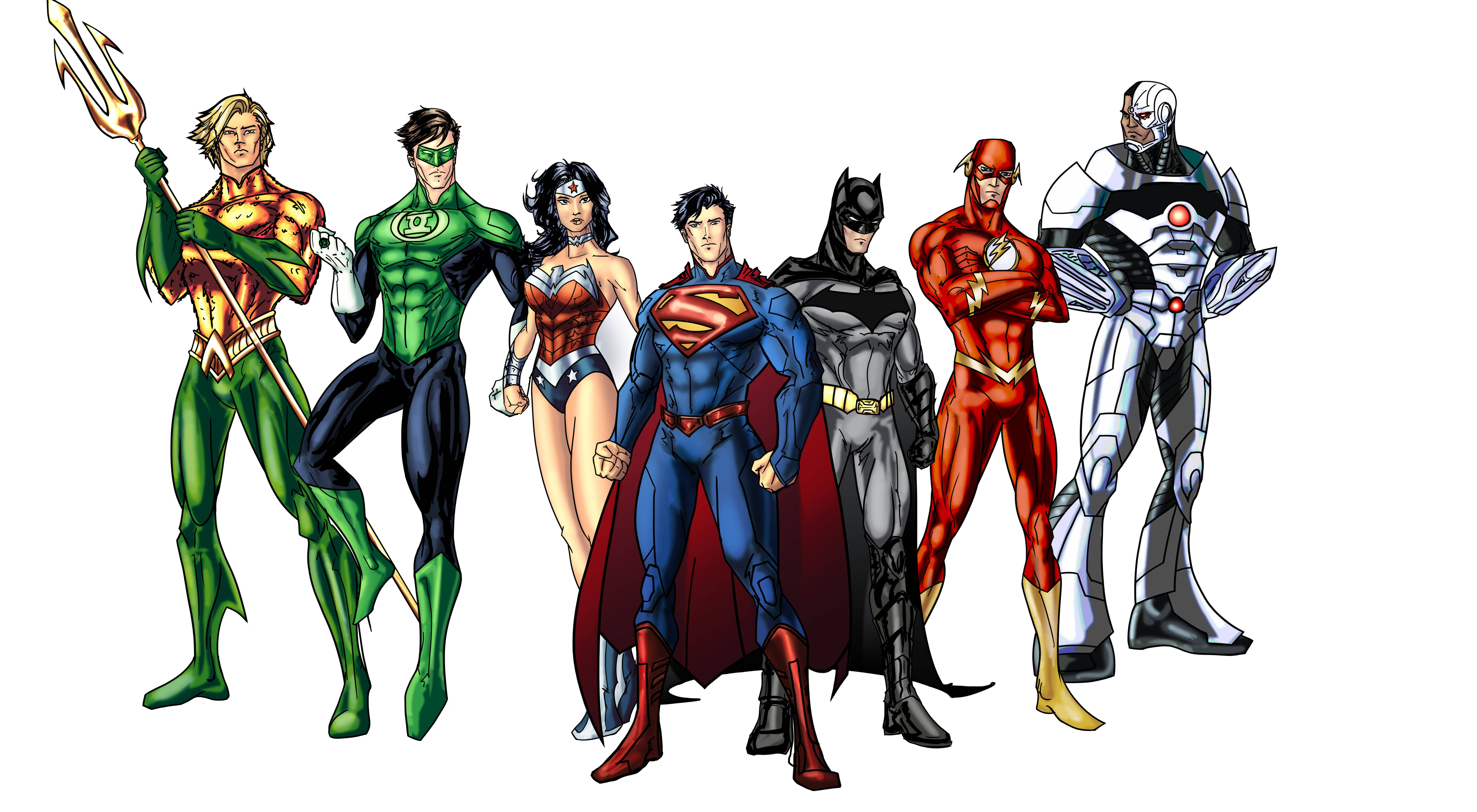 Justice League, superheroes, vibrant costumes, 5K Desktop Wallpaper
