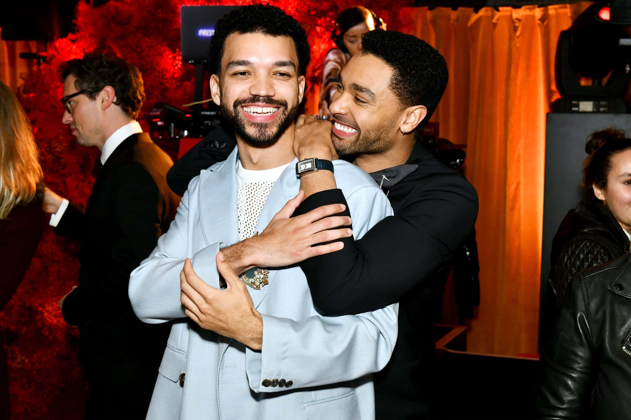 Justice Smith, portrait, two smiling men, Full HD Desktop Wallpaper