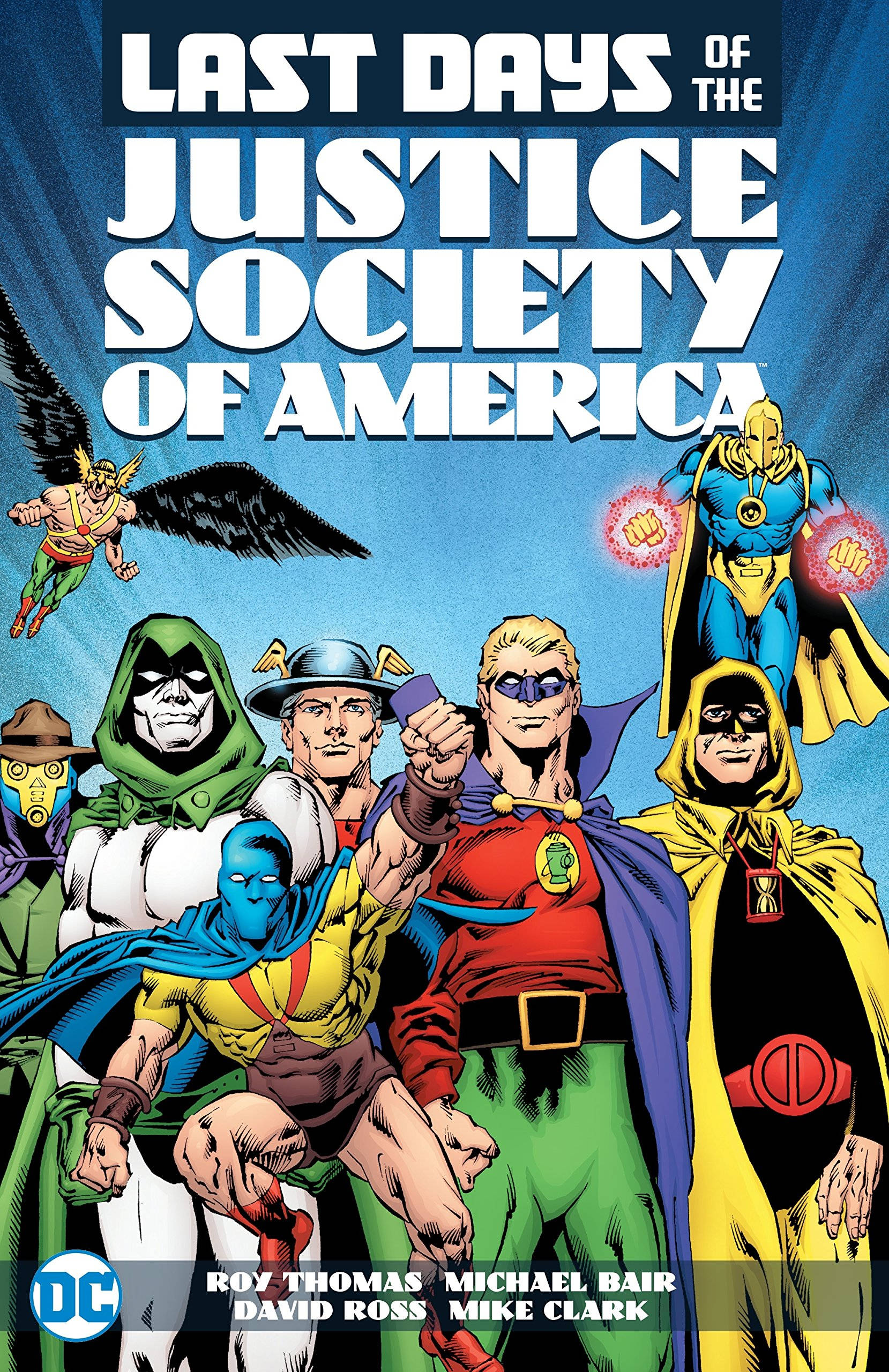 Justice Society of America, blue background, dramatic lighting, 2K Phone Wallpaper