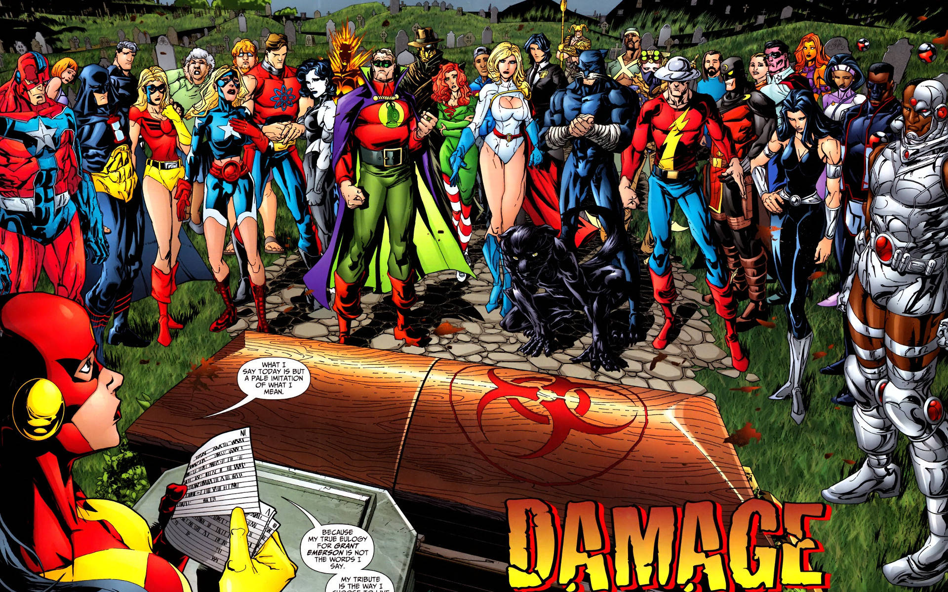 Justice Society Of America, biohazard symbol, open coffin, Full HD Desktop Wallpaper