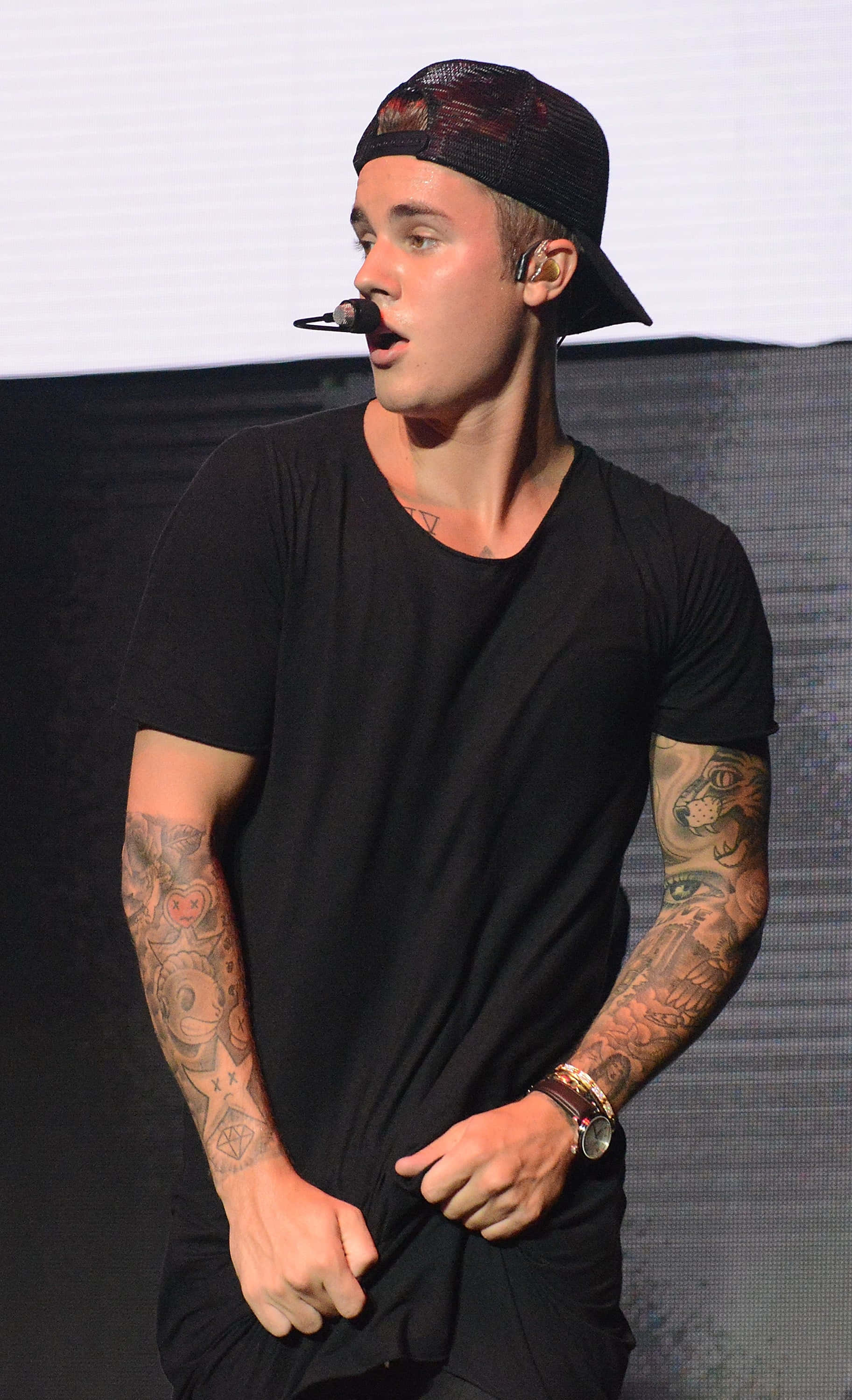 Justin Bieber, 2015, black cap, 2K Phone Wallpaper