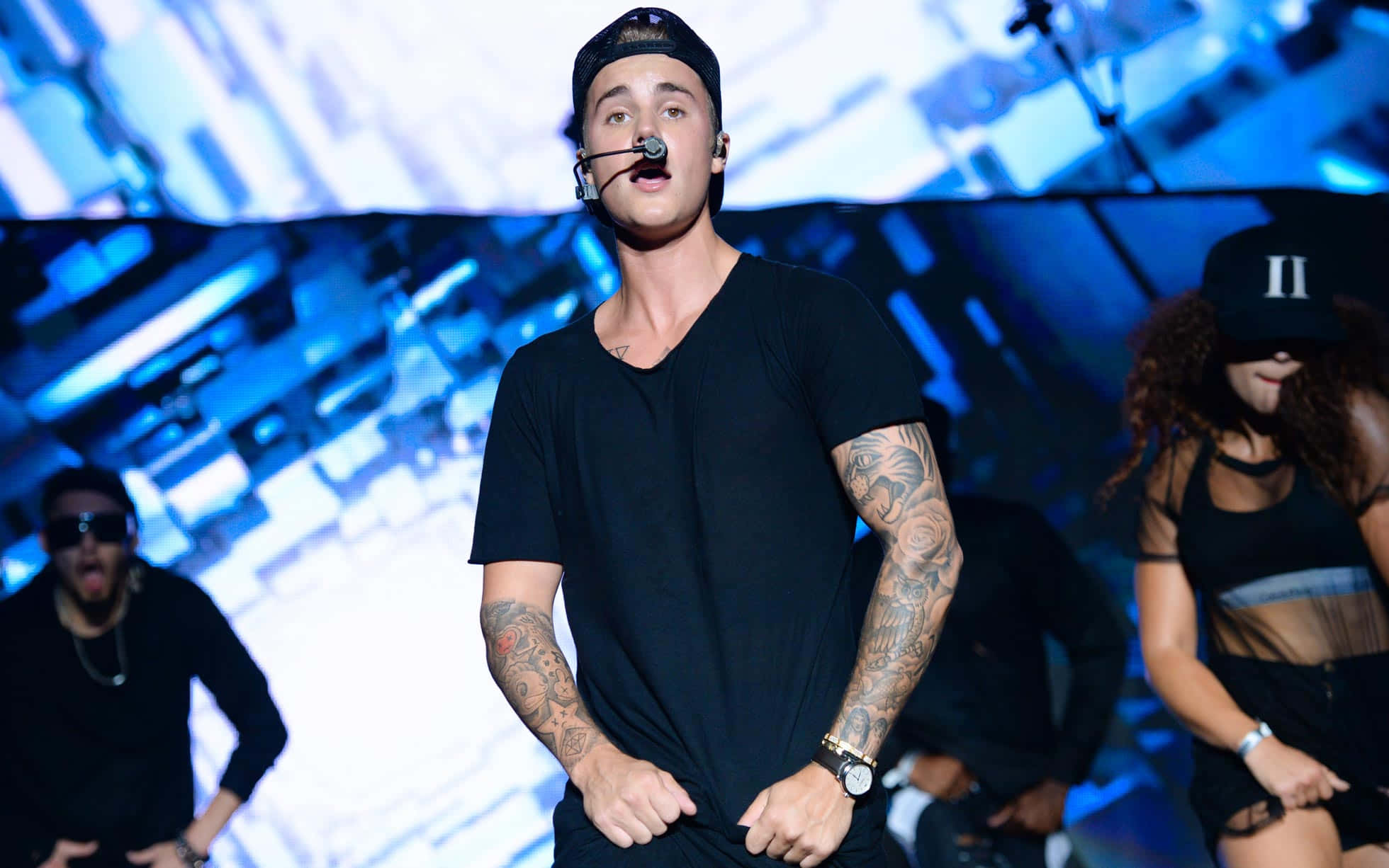 Justin Bieber, 2015, black clothing, Full HD Desktop Wallpaper