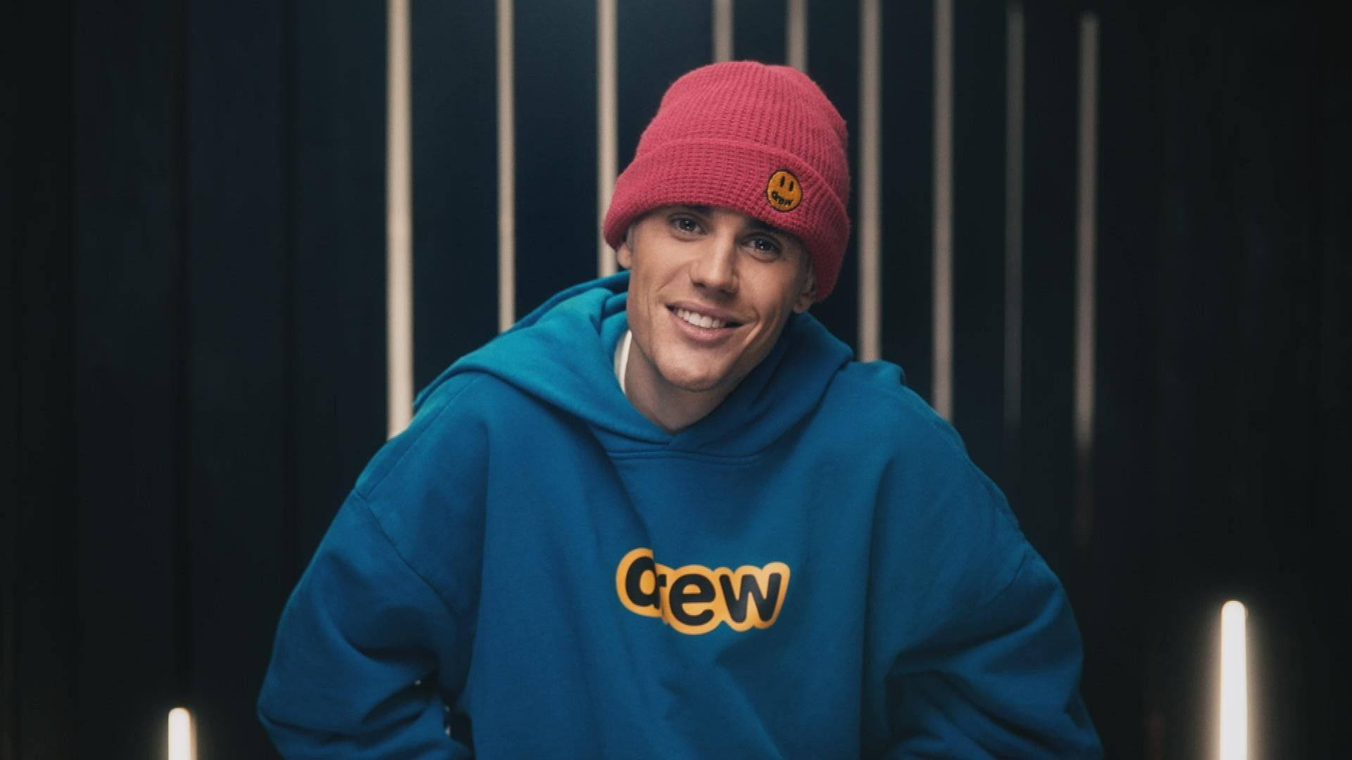 Justin Bieber, blue hoodie, red beanie, Full HD Desktop Wallpaper