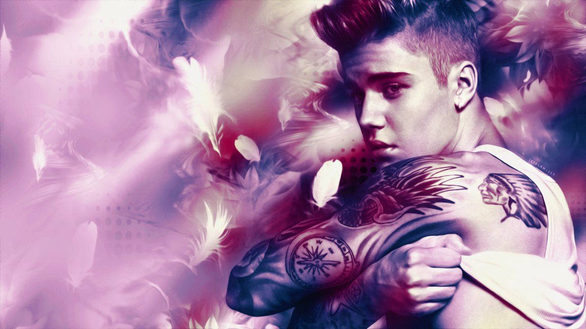 Justin Bieber, purple, pink, SD Desktop Wallpaper