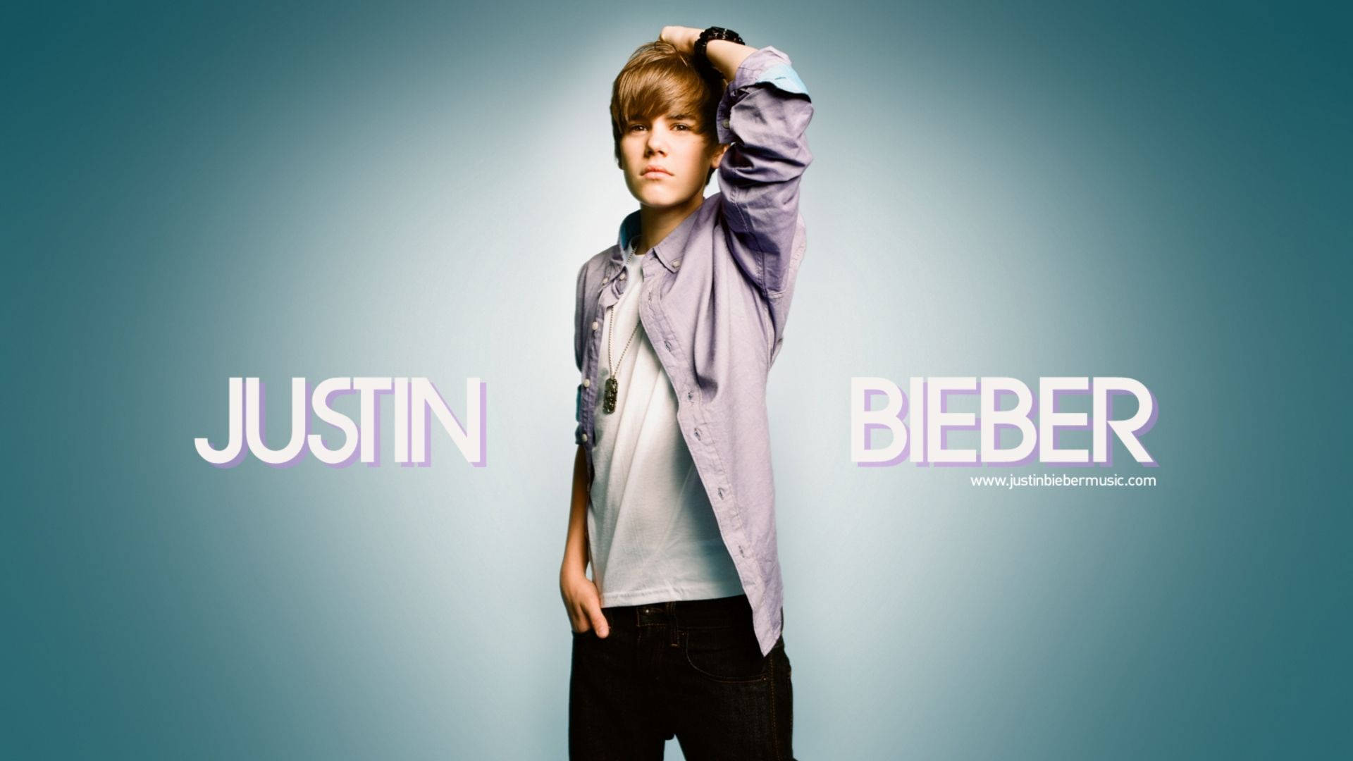 Justin Bieber, teal, white, Full HD Desktop Wallpaper