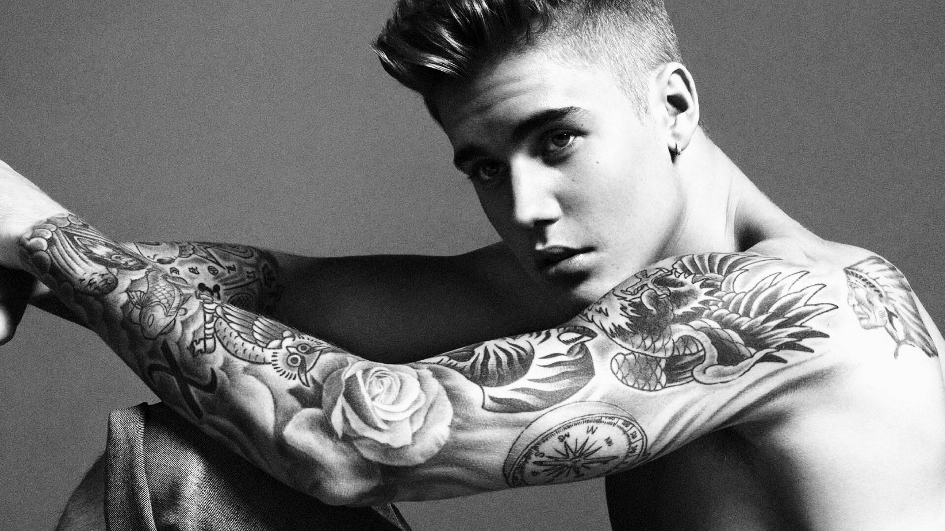 Justin Bieber, arm tattoo, intricate tattoos, Full HD Desktop Wallpaper