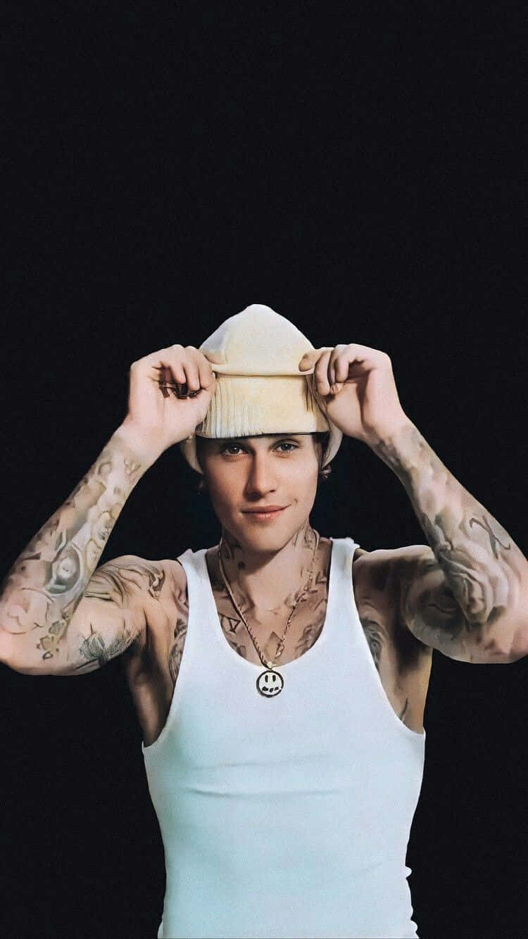 Justin Bieber, white tank top, beige beanie, HD Phone Wallpaper