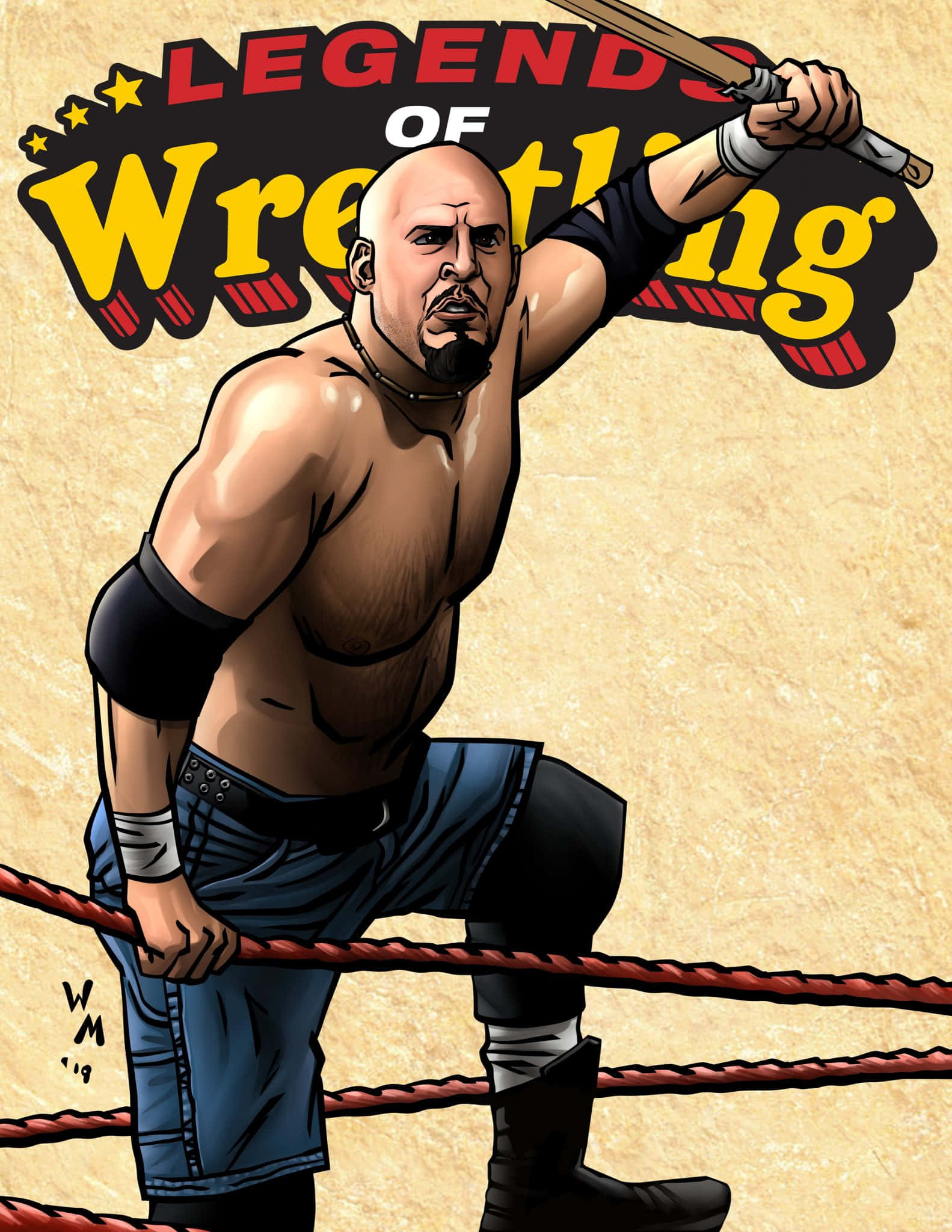 Justin Credible, steel chair, red ring ropes, Full HD Phone Wallpaper