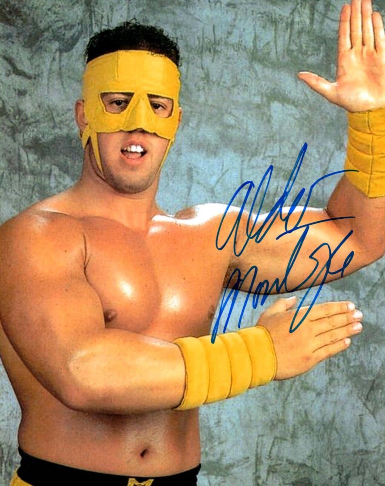 Justin Credible, yellow mask, wristbands, HD Phone Wallpaper