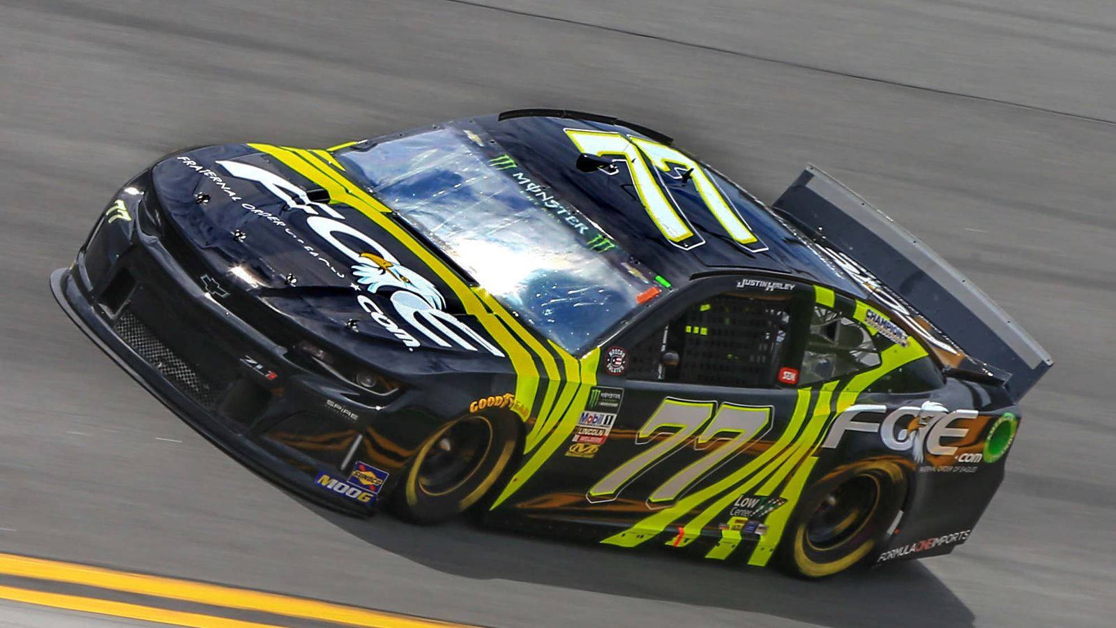 Justin Haley, black car, number 77, HD Desktop Wallpaper