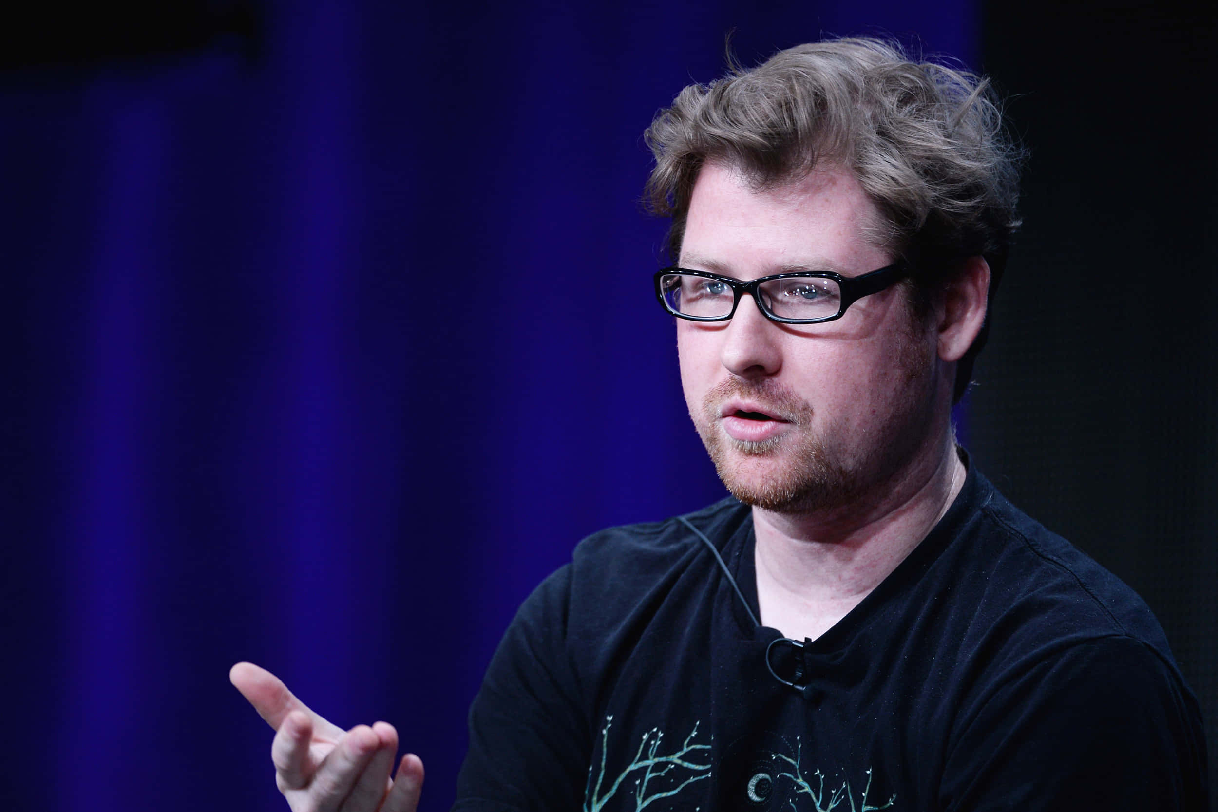 Justin Roiland, glasses, black t-shirt, Full HD Desktop Wallpaper
