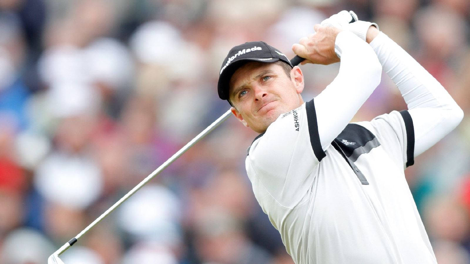 Justin Rose, golf shot, mid-swing, HD Desktop Wallpaper