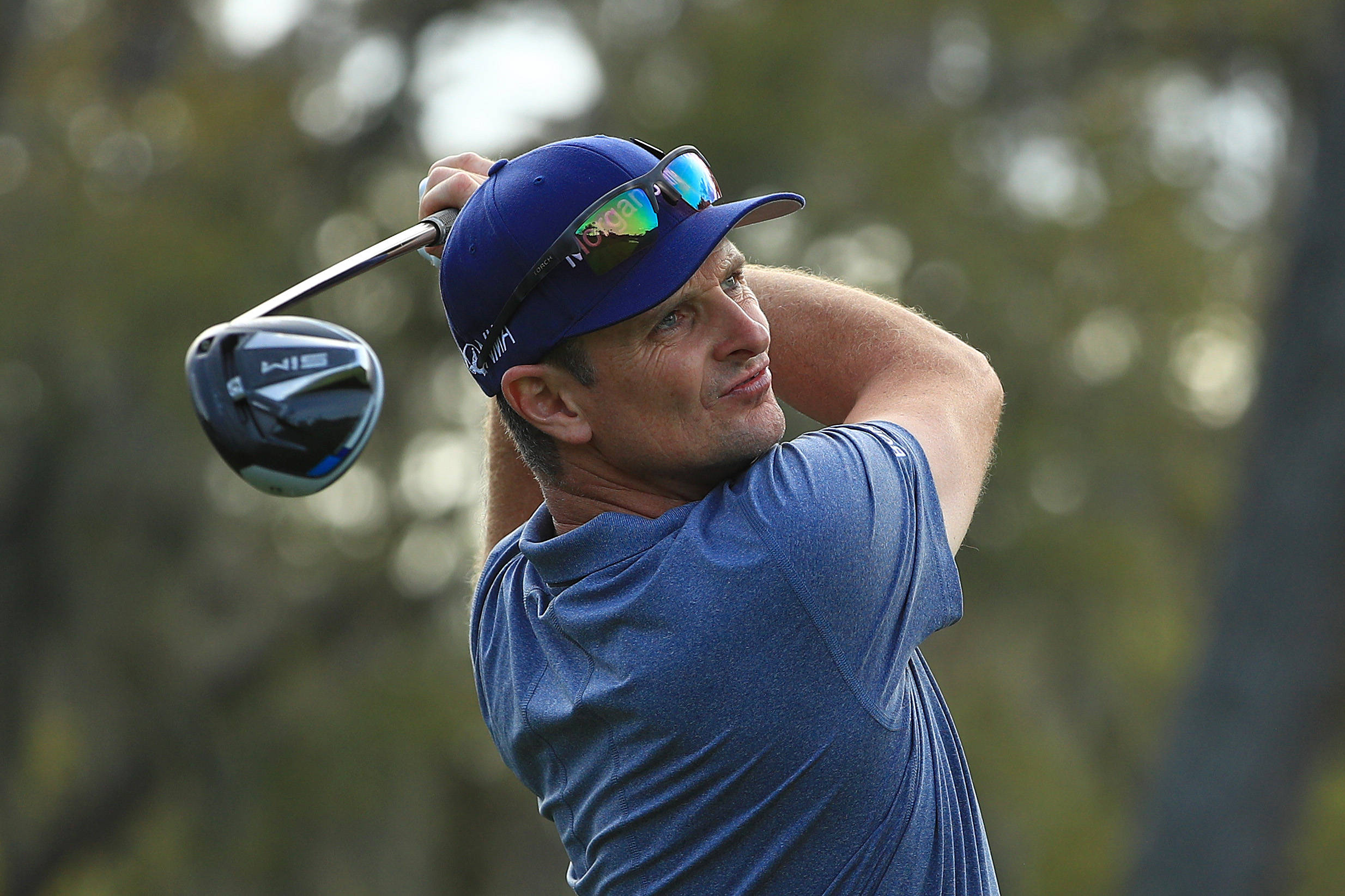 Justin Rose, blue cap, blue shirt, Full HD Desktop Wallpaper
