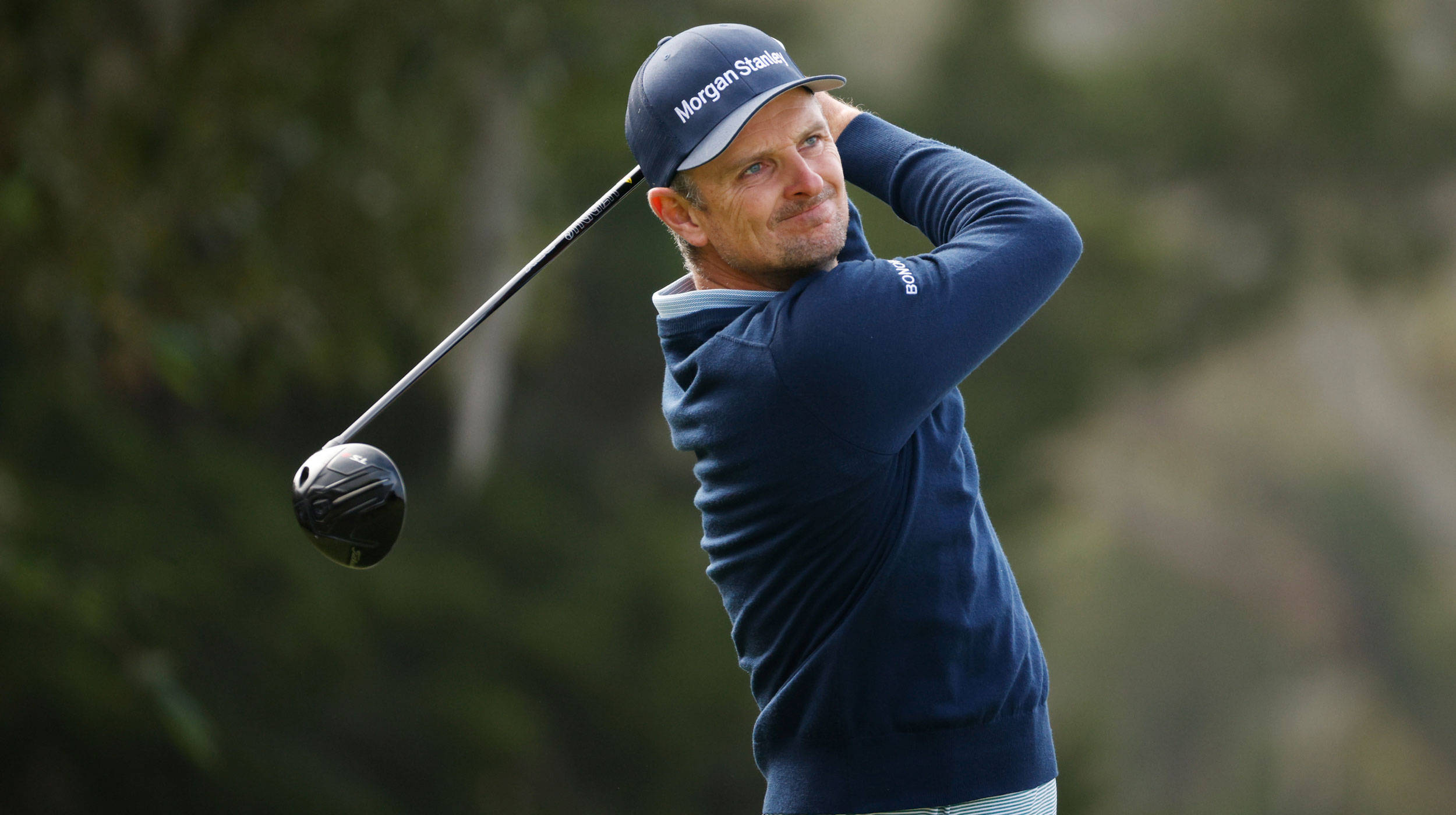 Justin Rose, navy blue sweater, cap, Full HD Desktop Wallpaper