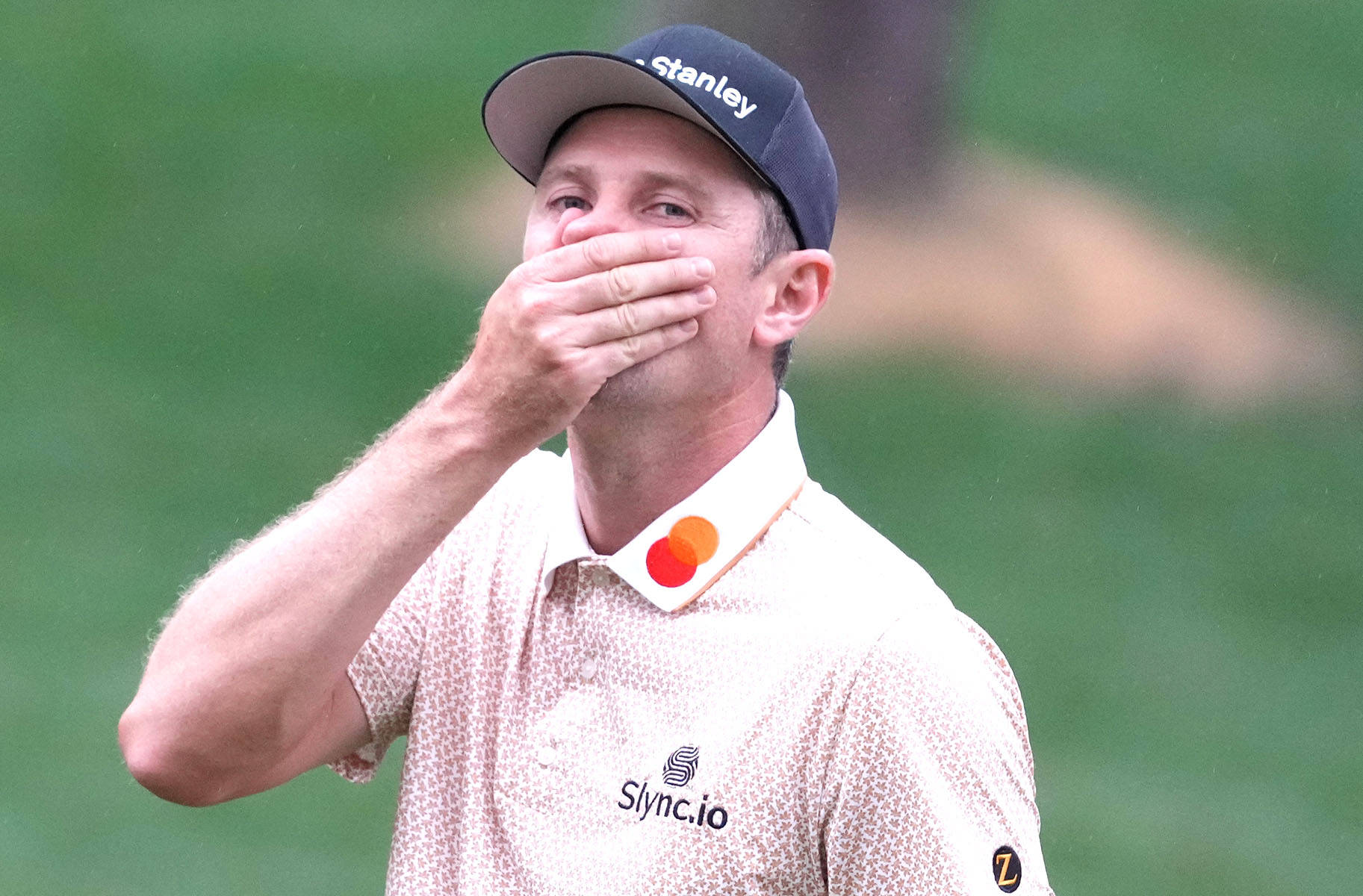 Justin Rose, patterned polo, cap, HD Desktop Wallpaper