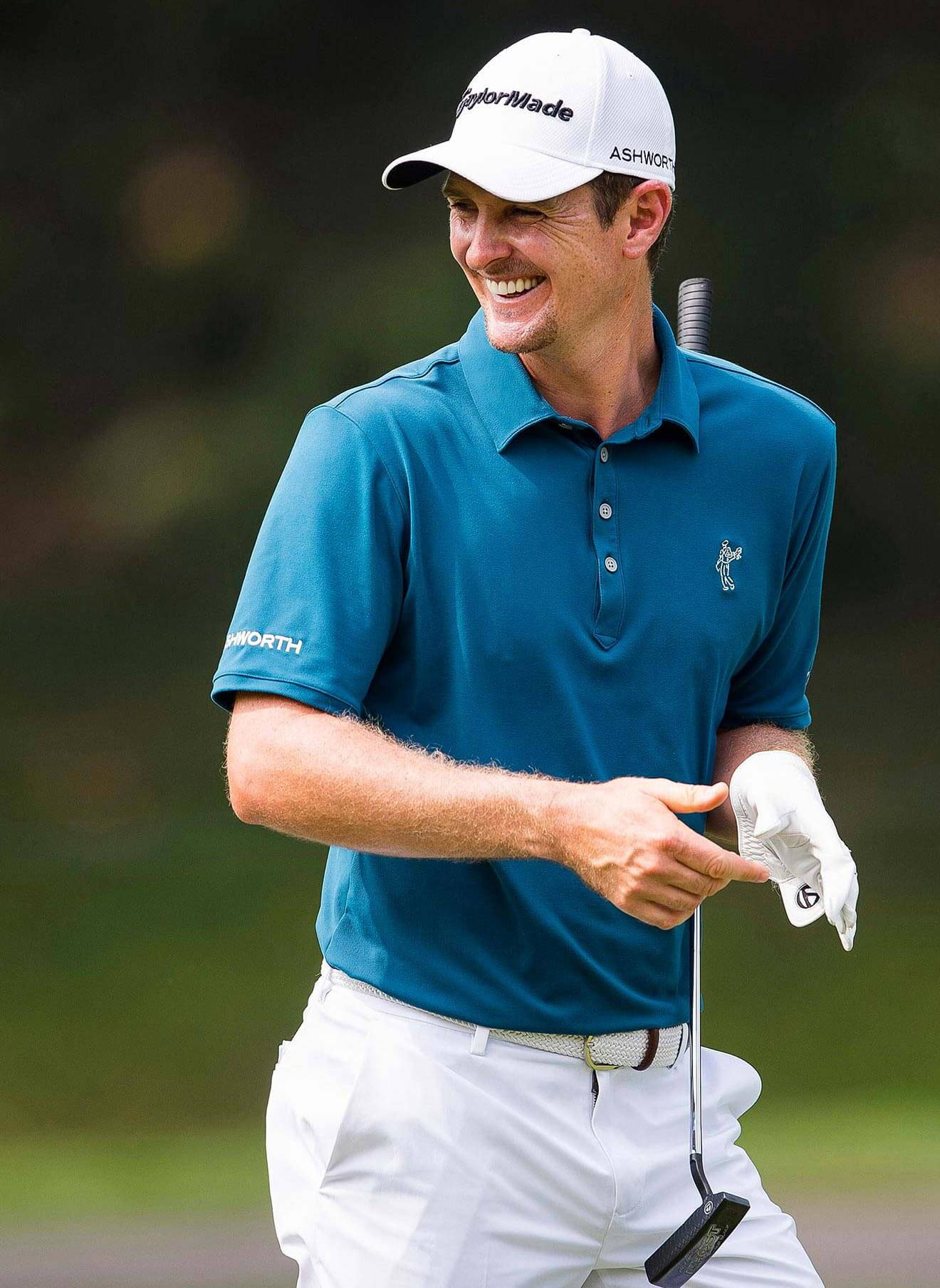 Justin Rose, blue polo, white cap, HD Phone Wallpaper