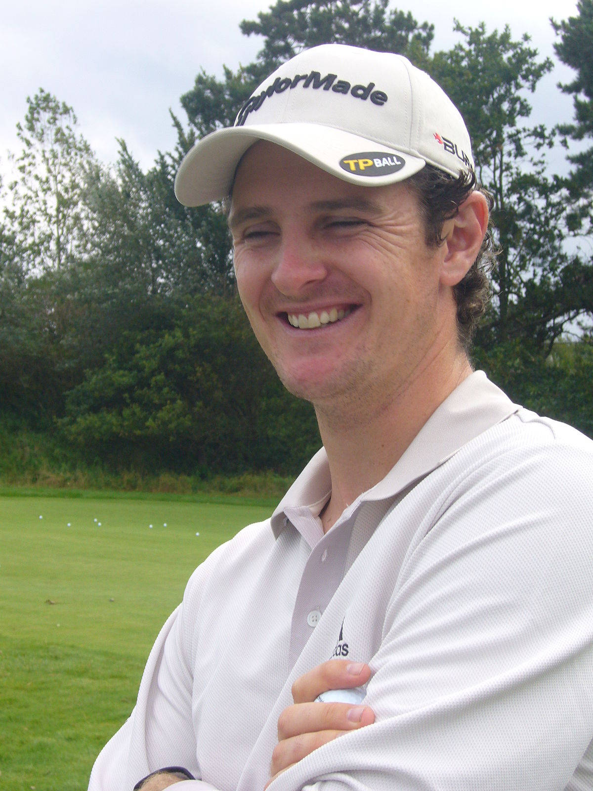 Justin Rose, white cap, polo shirt, HD Phone Wallpaper