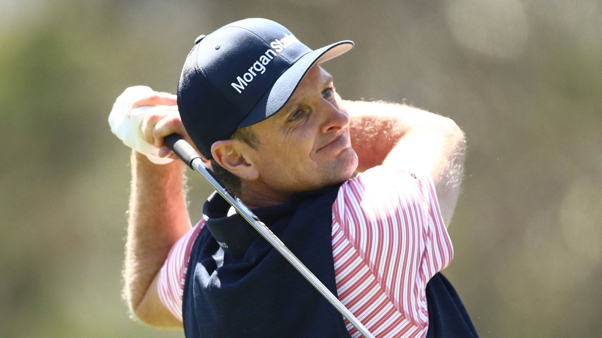Justin Rose, pink striped shirt, navy cap, Full HD Desktop Wallpaper