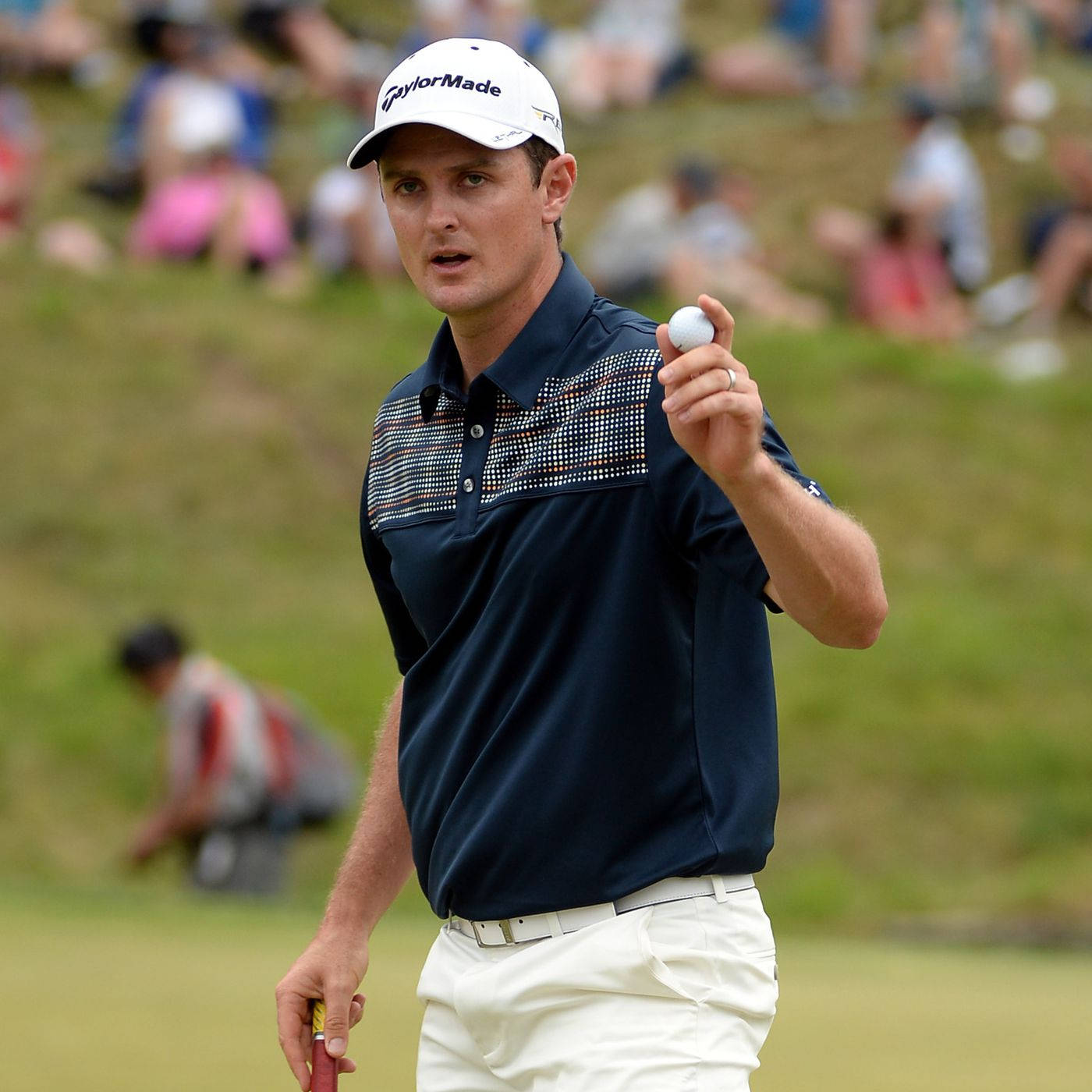 Justin Rose, golf ball, navy polo, HD Desktop Wallpaper