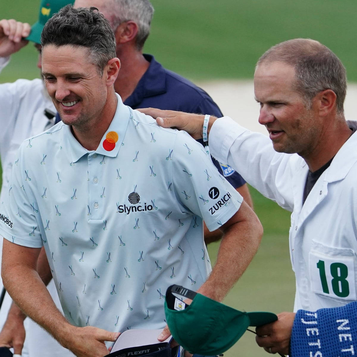 Justin Rose, light blue patterned polo, white jacket, SD Desktop Wallpaper