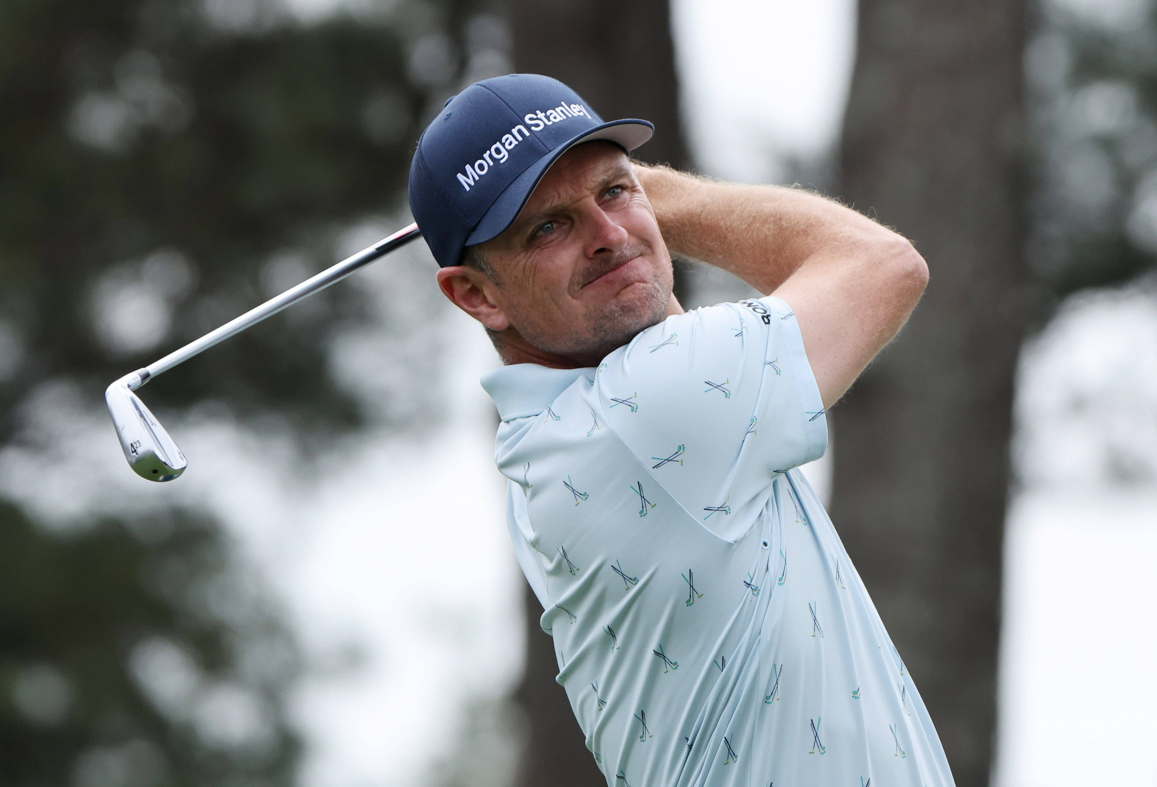 Justin Rose, golf club, tree-lined course, 4K Desktop Wallpaper