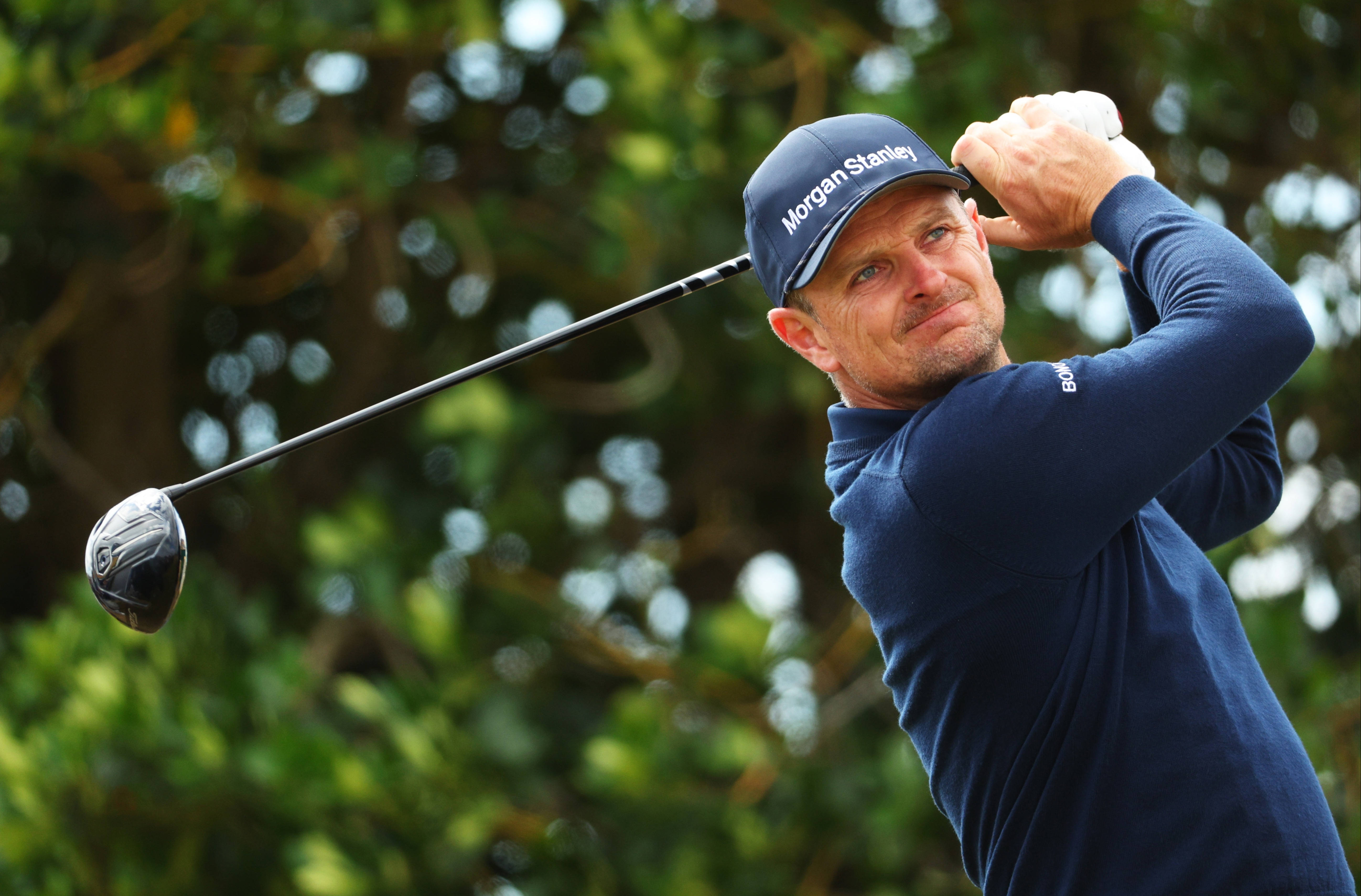 Justin Rose, driver, green foliage background, 5K Desktop Wallpaper