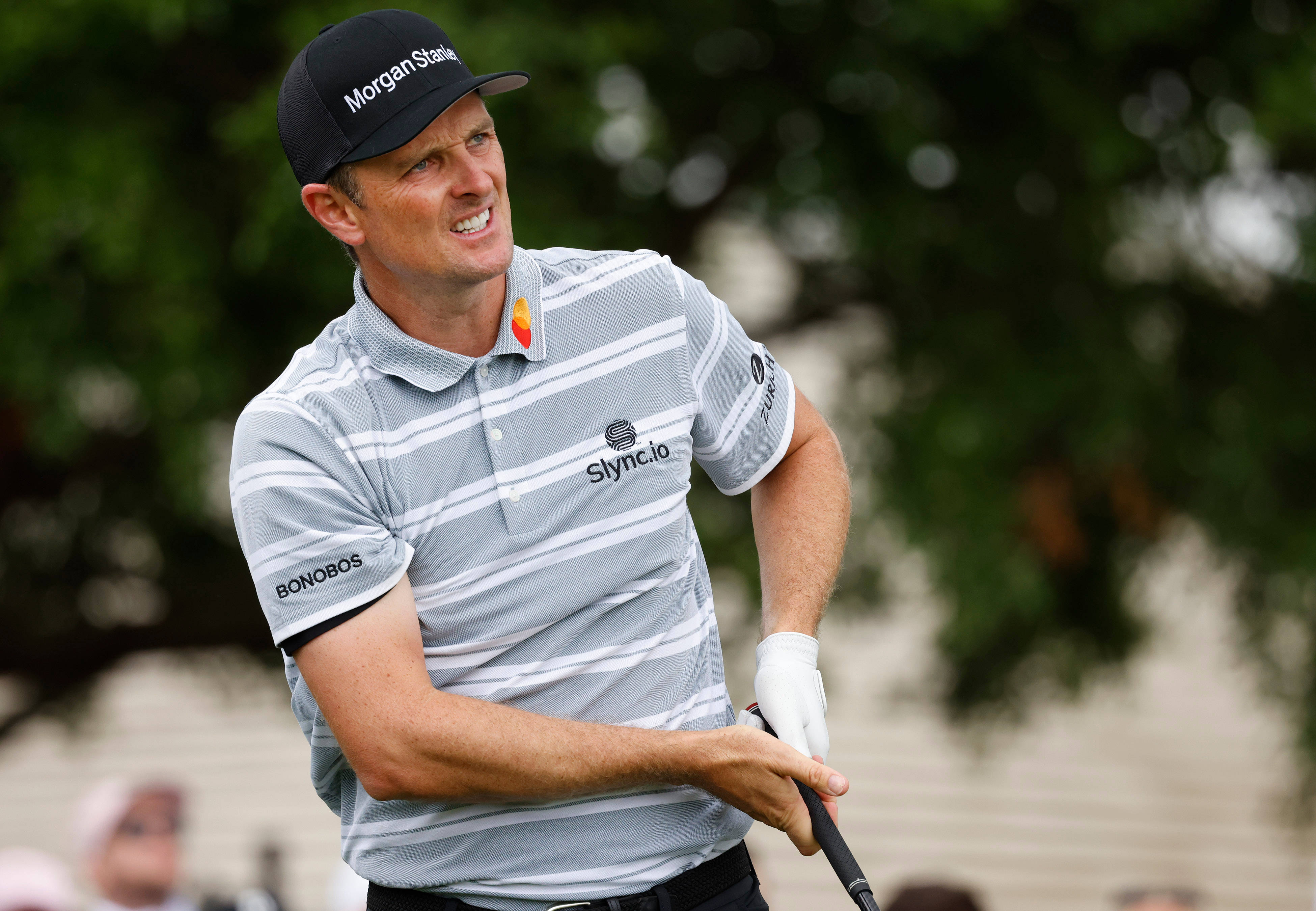 Justin Rose, striped polo, cap, 4K Desktop Wallpaper