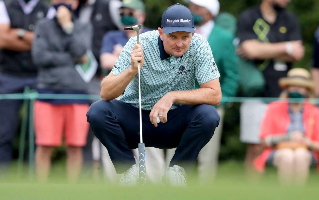 Justin Rose, putter, lush green fairway, HD Desktop Wallpaper