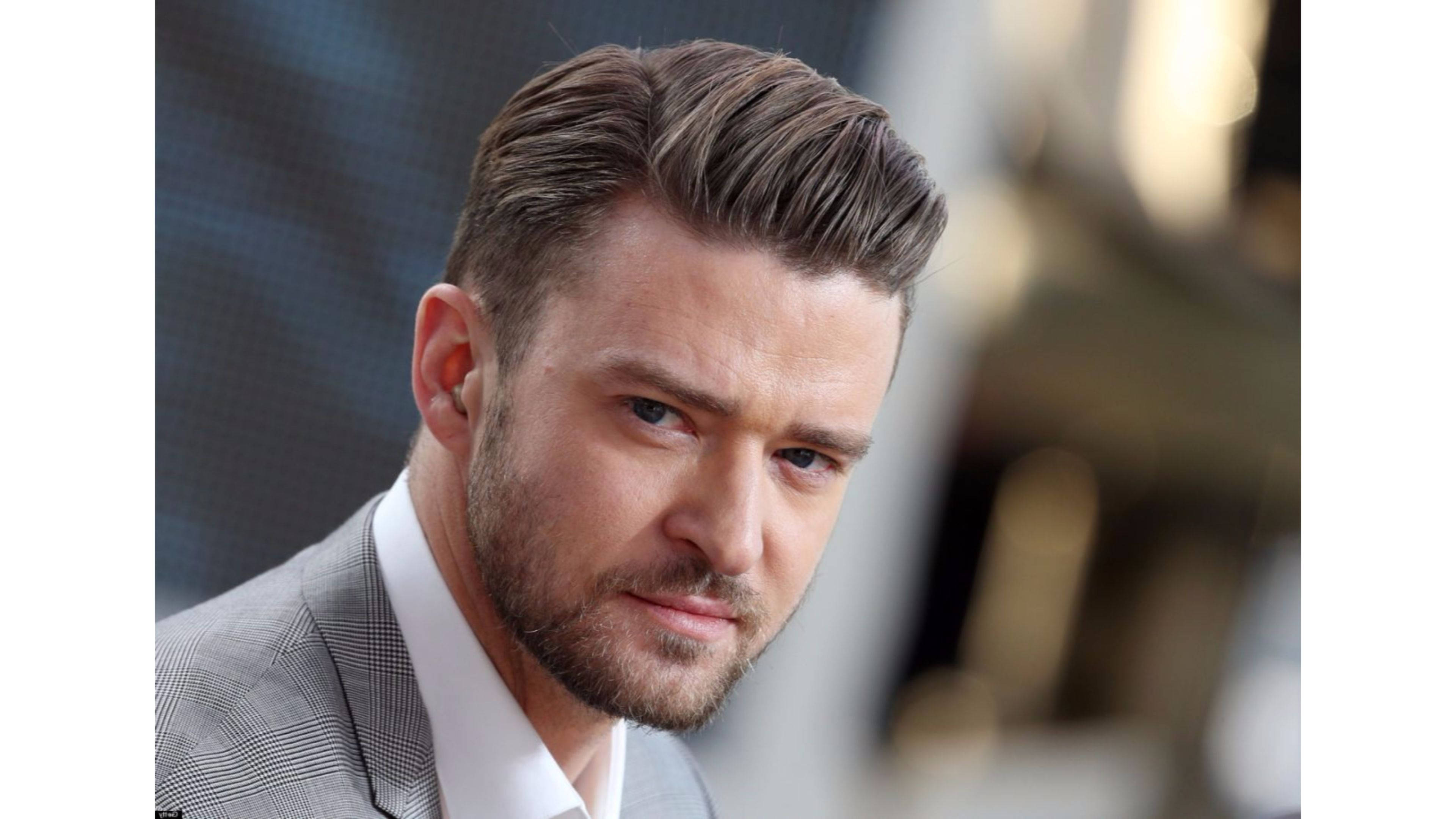 Justin Timberlake, gray suit, styled hair, 4K Desktop Wallpaper