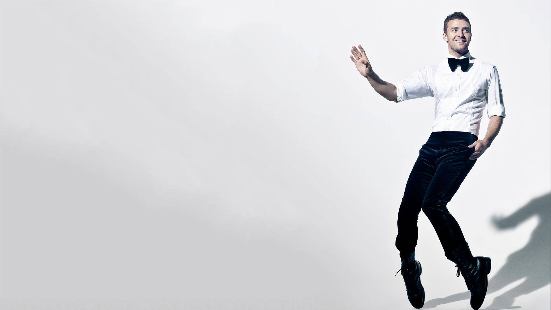 Justin Timberlake, white shirt, black bow tie, Full HD Desktop Wallpaper
