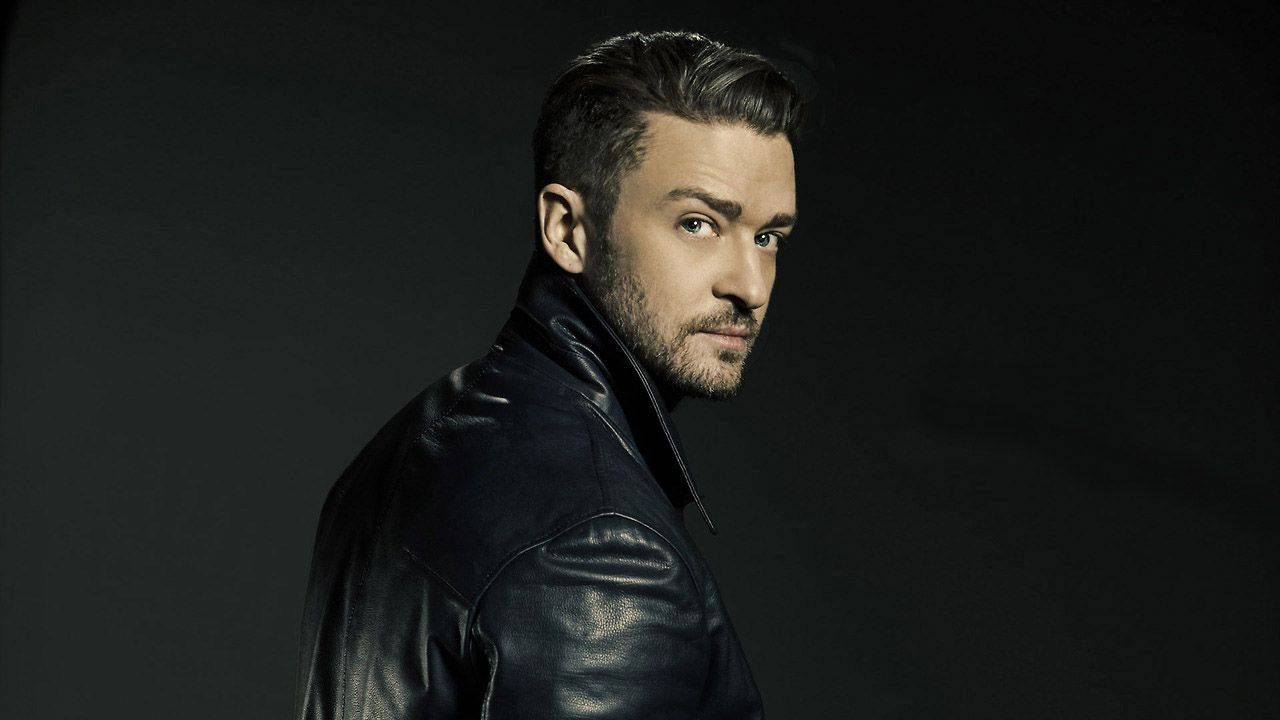 Justin Timberlake, black leather jacket, dark background, HD Desktop Wallpaper