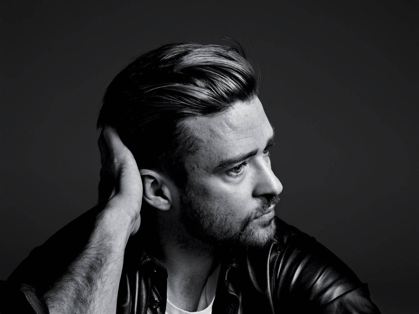 Justin Timberlake, slick hair, leather jacket, HD Desktop Wallpaper