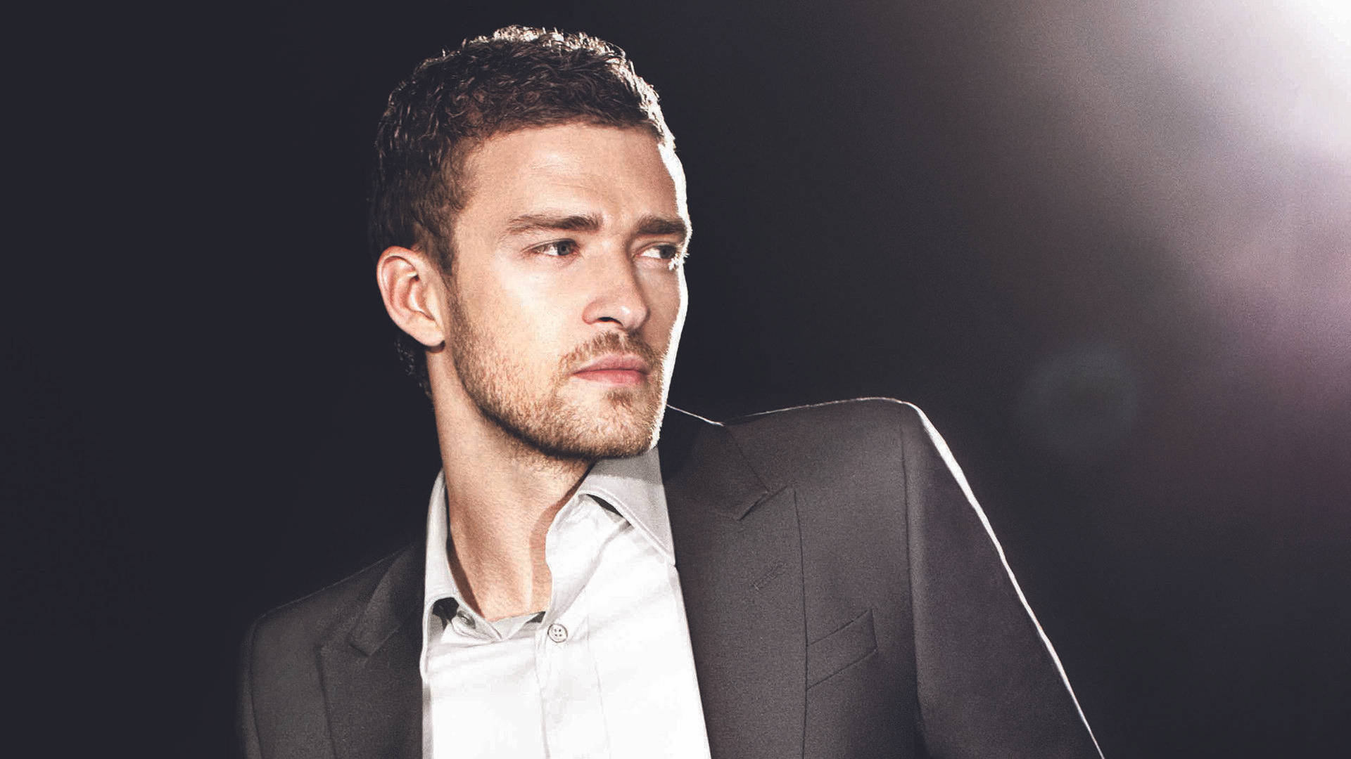 Justin Timberlake, dark suit, white shirt, Full HD Desktop Wallpaper