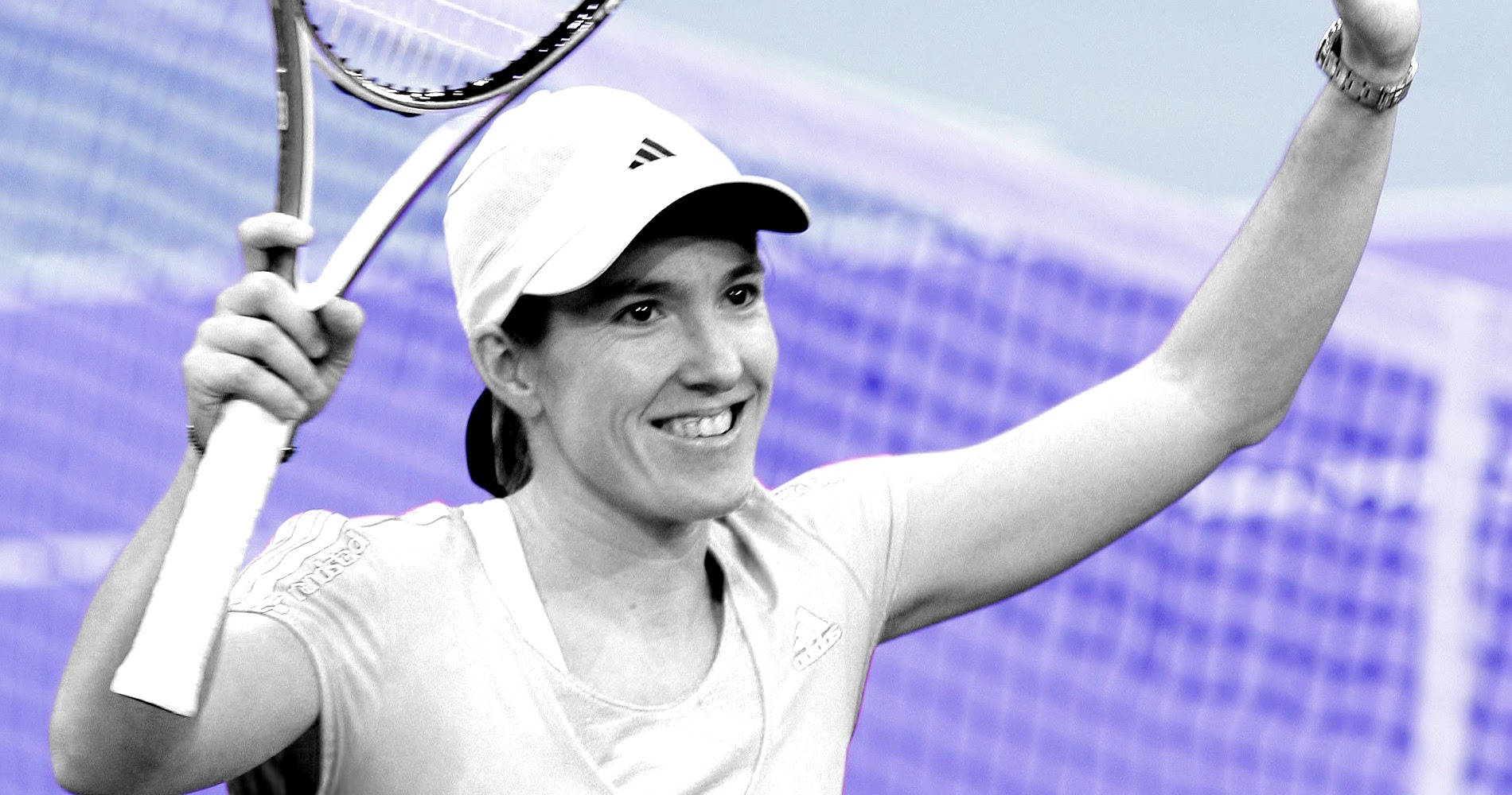 Justine Henin, tennis player, raised racket, HD Desktop Wallpaper