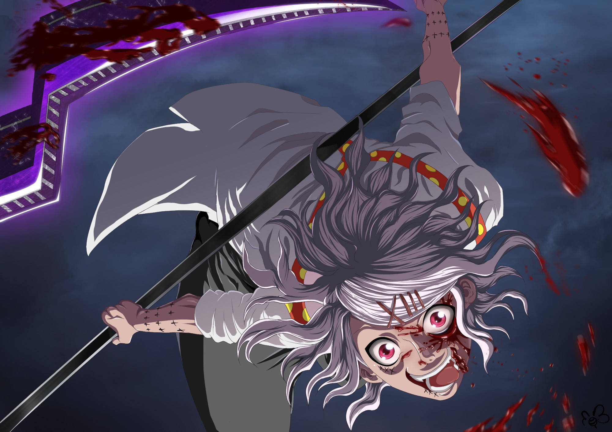 Juuzou Tokyo Ghoul, 4K, purple scythe, Full HD Desktop Wallpaper