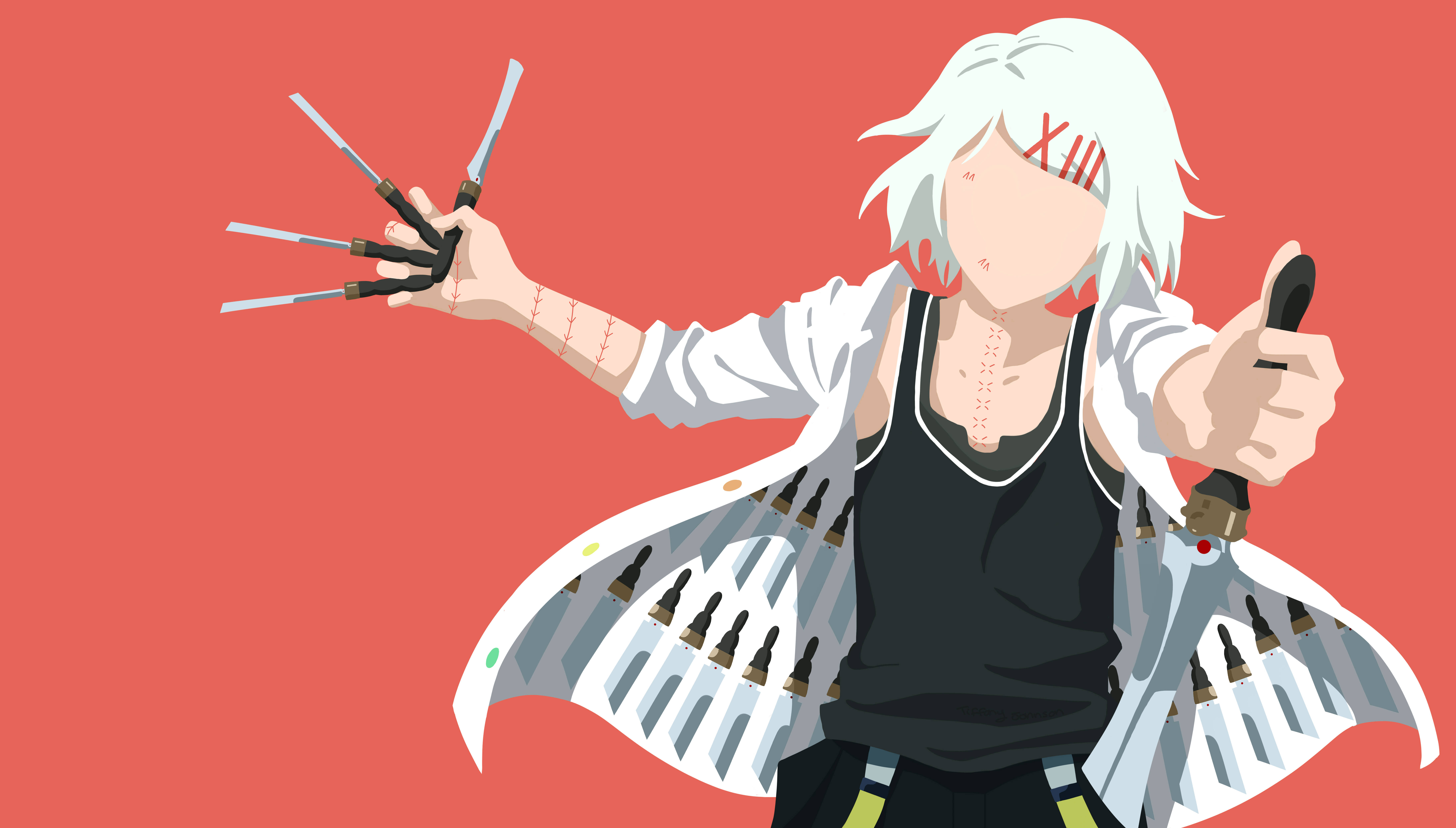 Juuzou Tokyo Ghoul, white hair, clawed hand, 5K Desktop Wallpaper