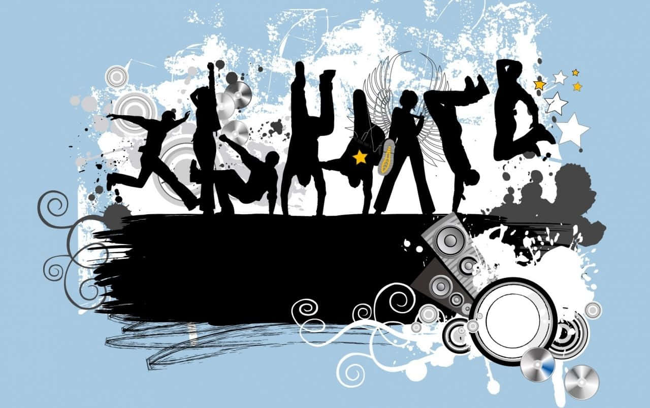 Juvenile Group, graffiti-style splash, light blue background, HD Desktop Wallpaper