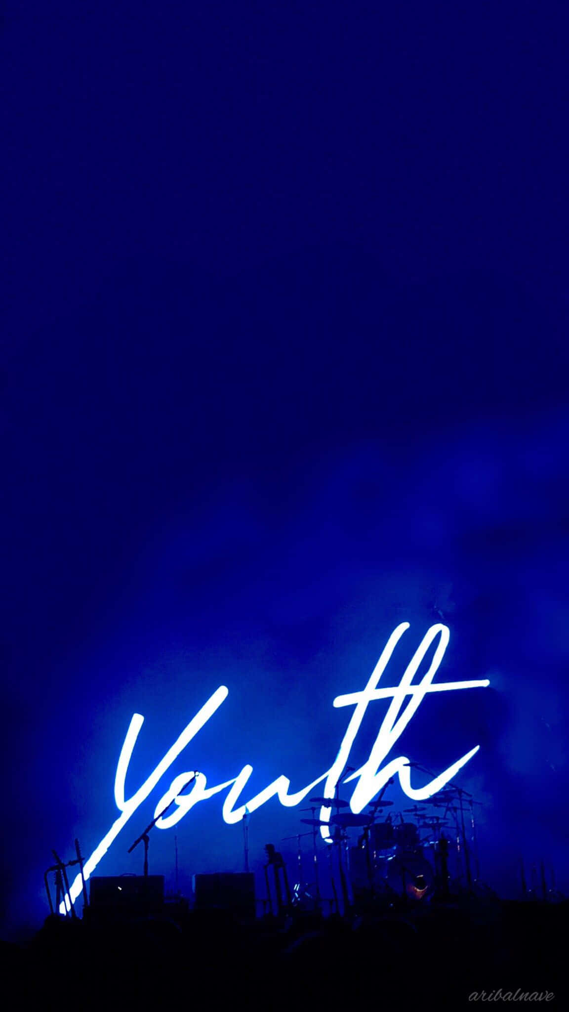 Youth, neon sign, dark stage, Full HD Phone Wallpaper